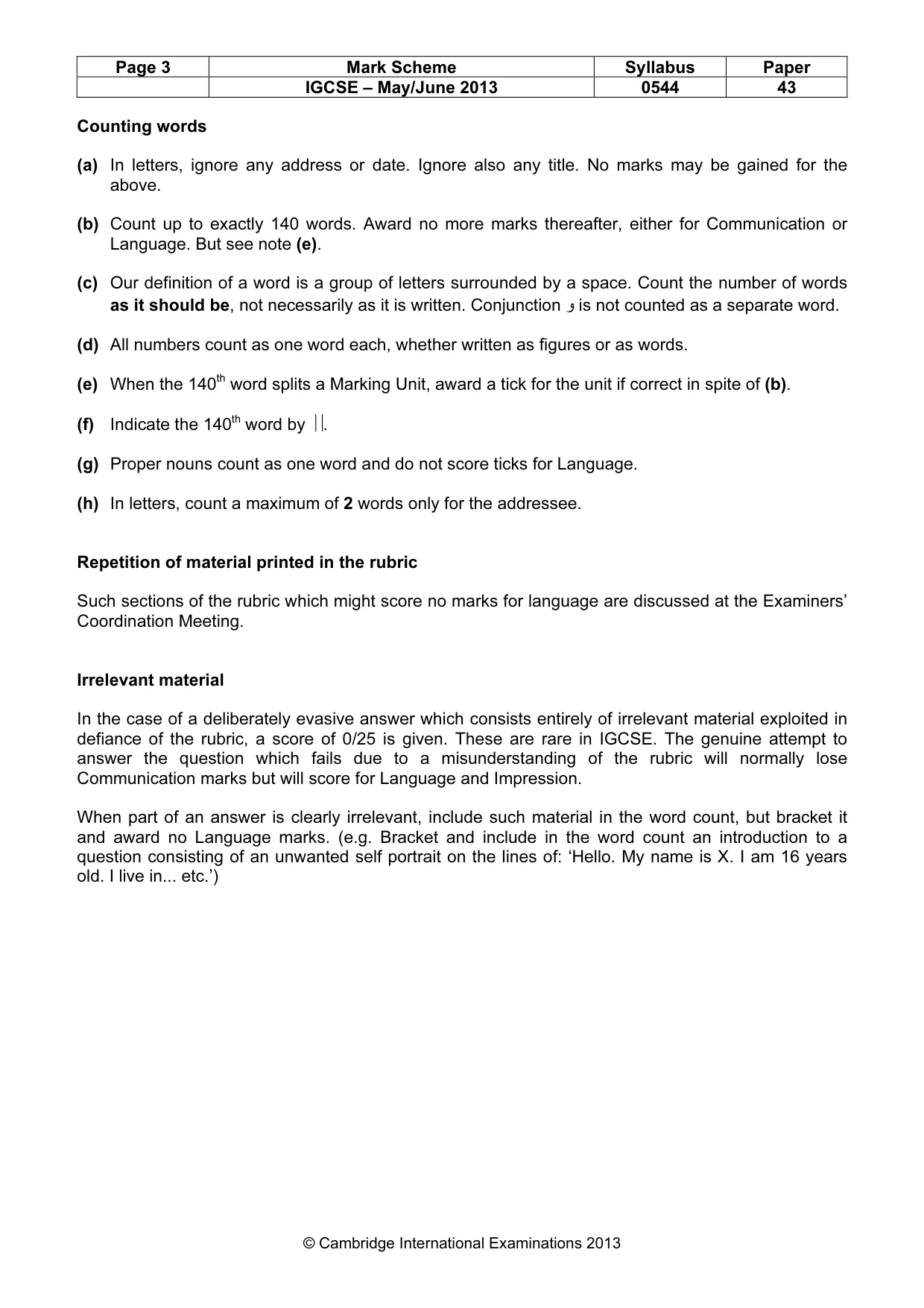 Mark scheme, page 3 of 9