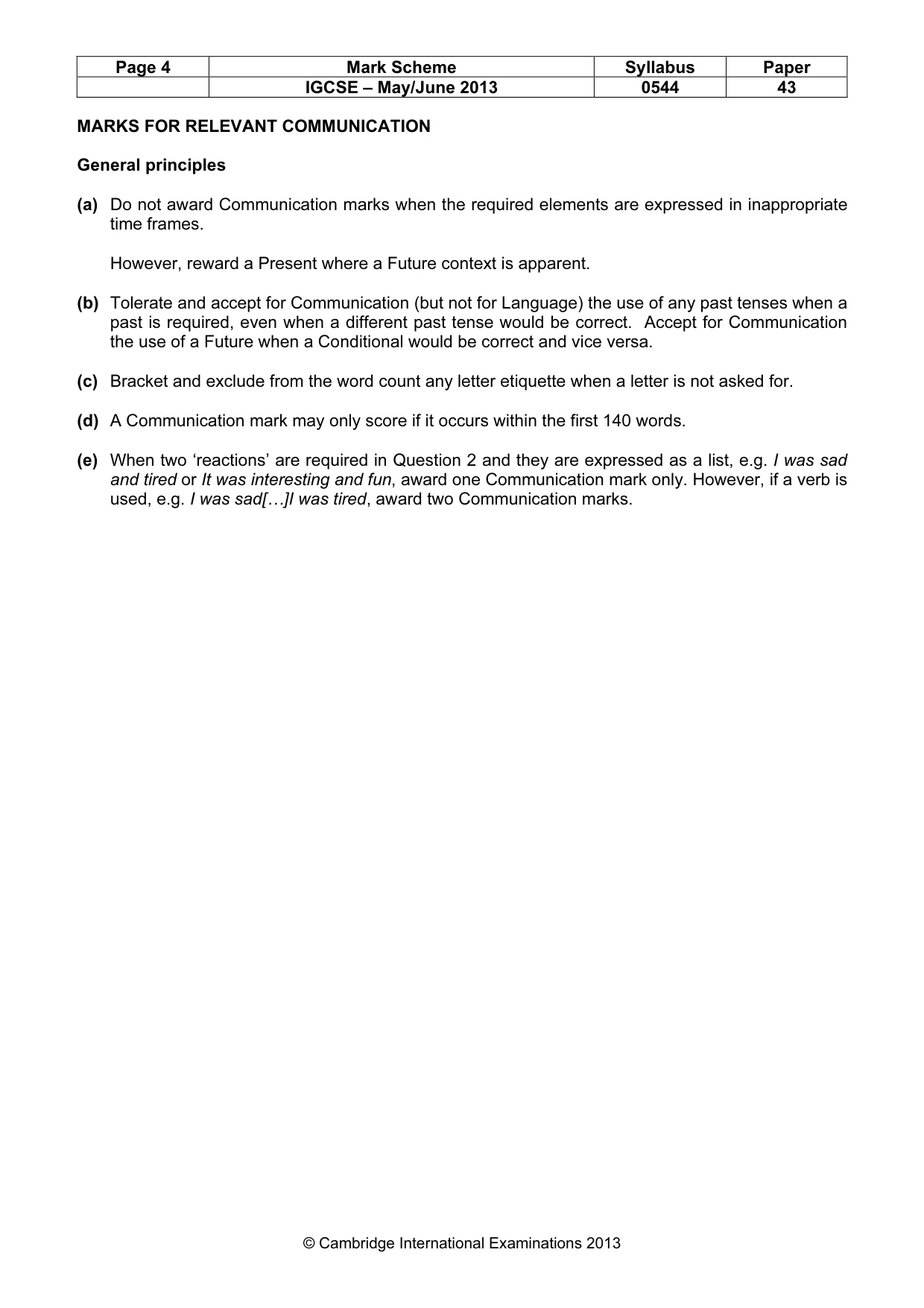 Mark scheme, page 4 of 9