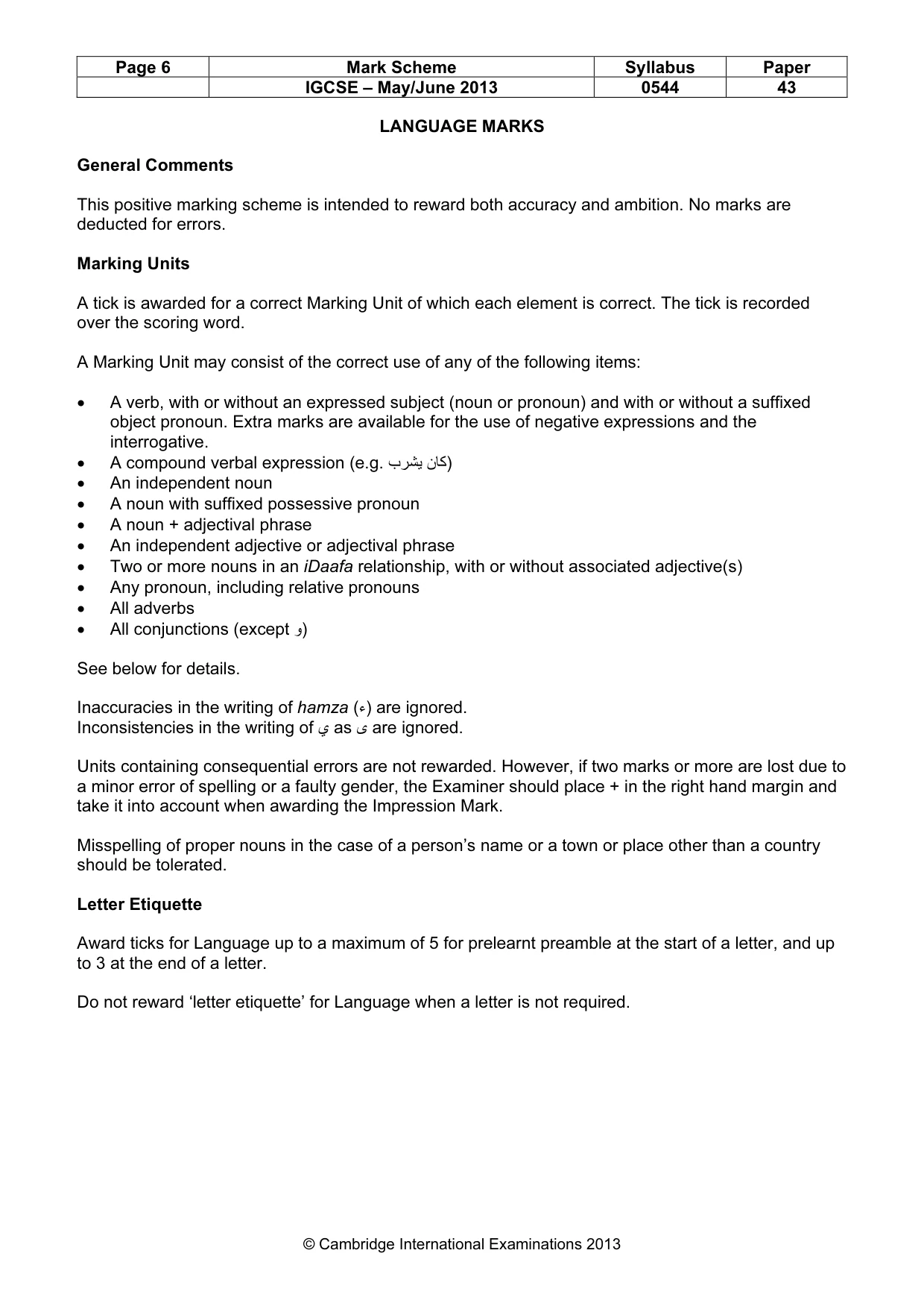 Mark scheme, page 6 of 9