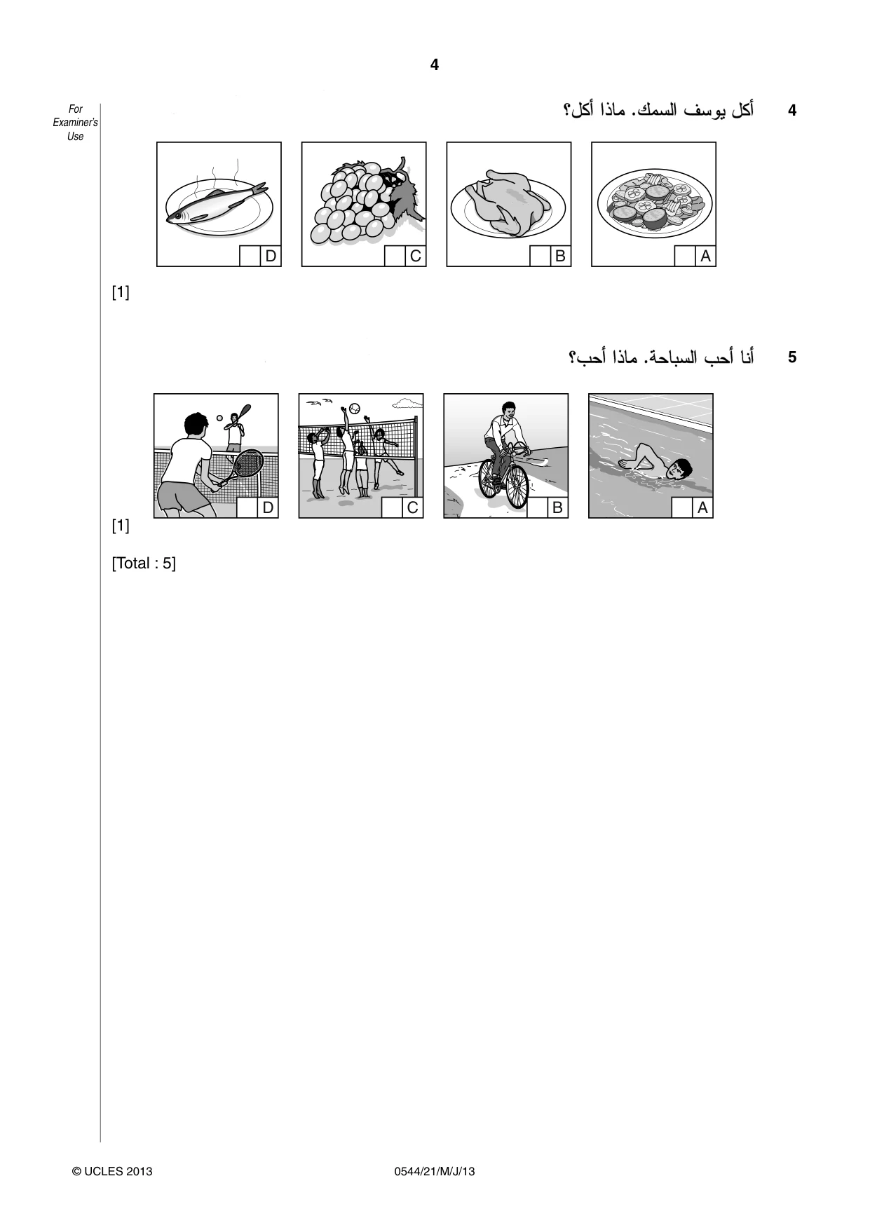 Cambridge IGCSE Arabic - Foreign Language 0544 2013 May/June Paper 2 · Variant 1 question paper, page 4 of 20