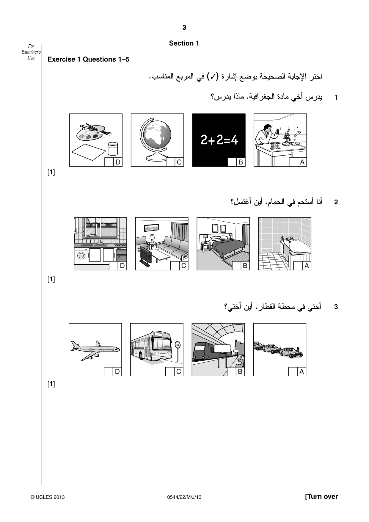 Cambridge IGCSE Arabic - Foreign Language 0544 2013 May/June Paper 2 · Variant 2 question paper, page 3 of 20