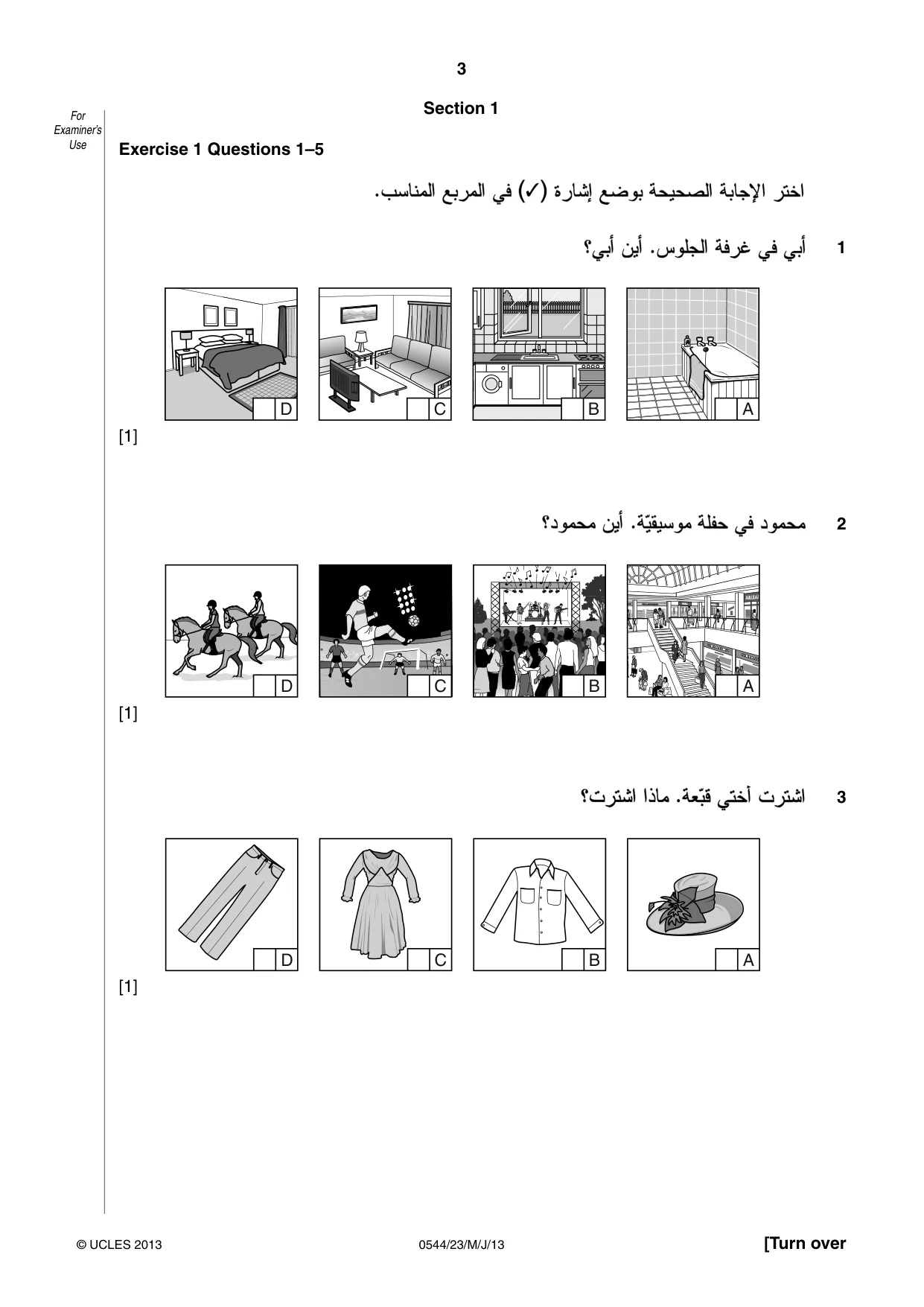 Cambridge IGCSE Arabic - Foreign Language 0544 2013 May/June Paper 2 · Variant 3 question paper, page 3 of 20