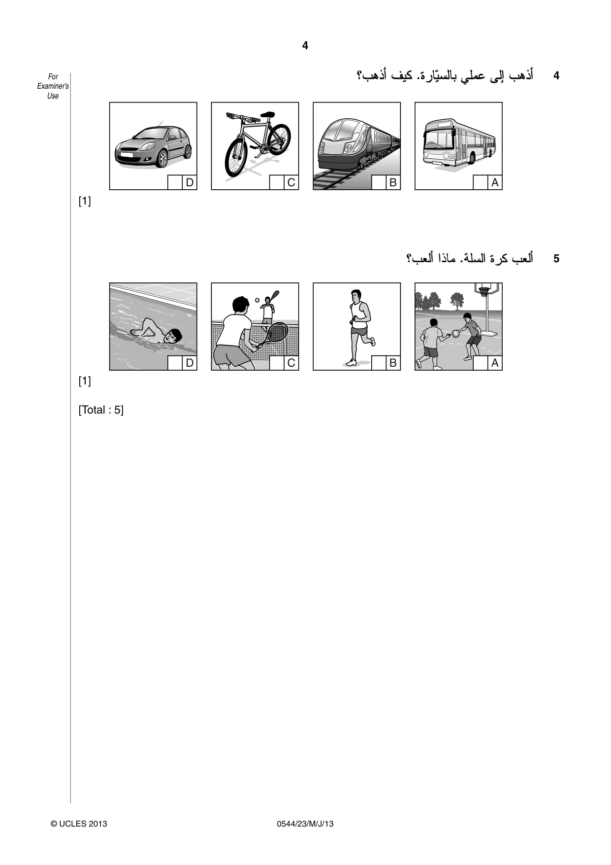 Cambridge IGCSE Arabic - Foreign Language 0544 2013 May/June Paper 2 · Variant 3 question paper, page 4 of 20