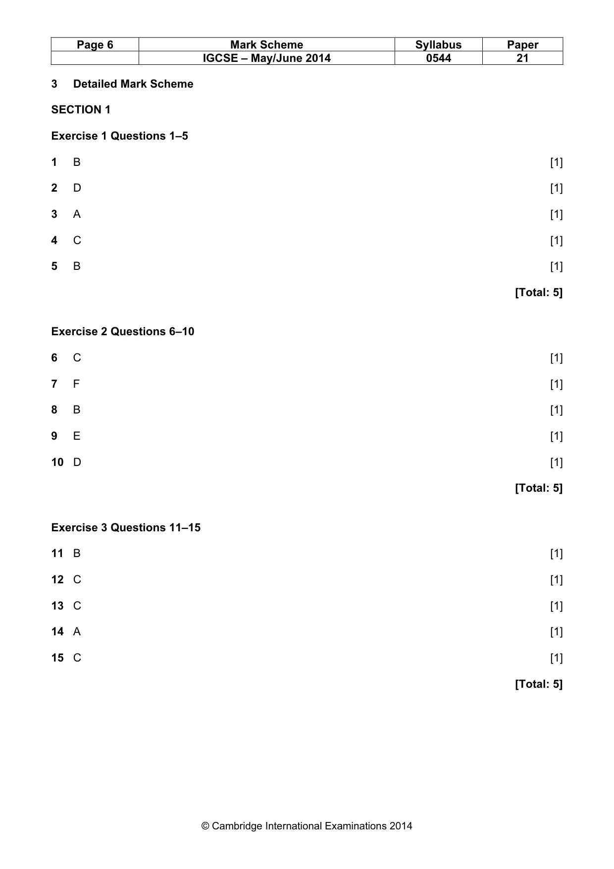 Mark scheme, page 6 of 11