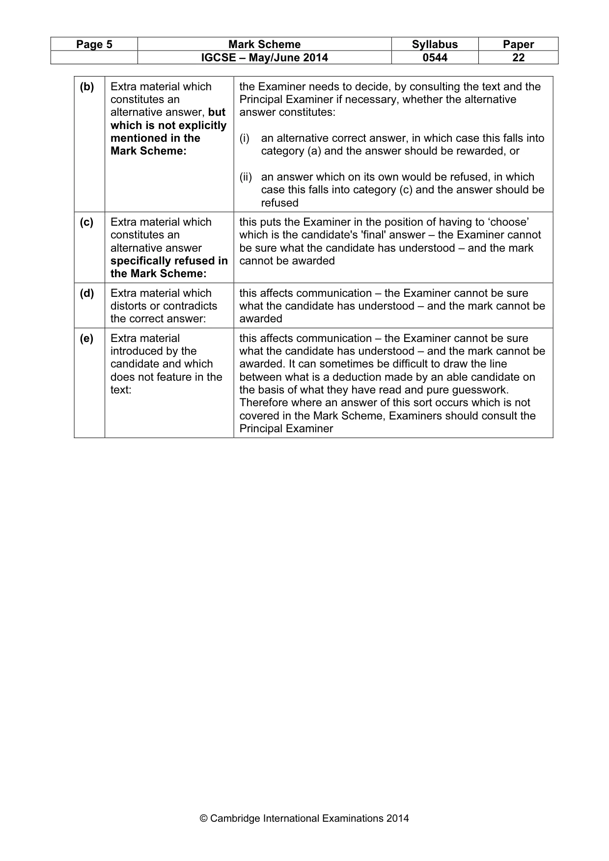 Mark scheme, page 5 of 11