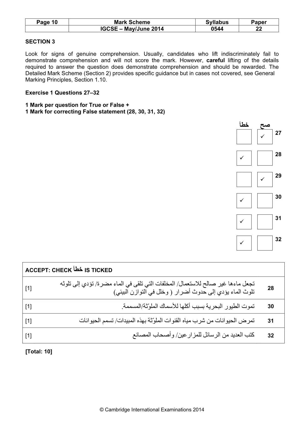Mark scheme, page 10 of 11
