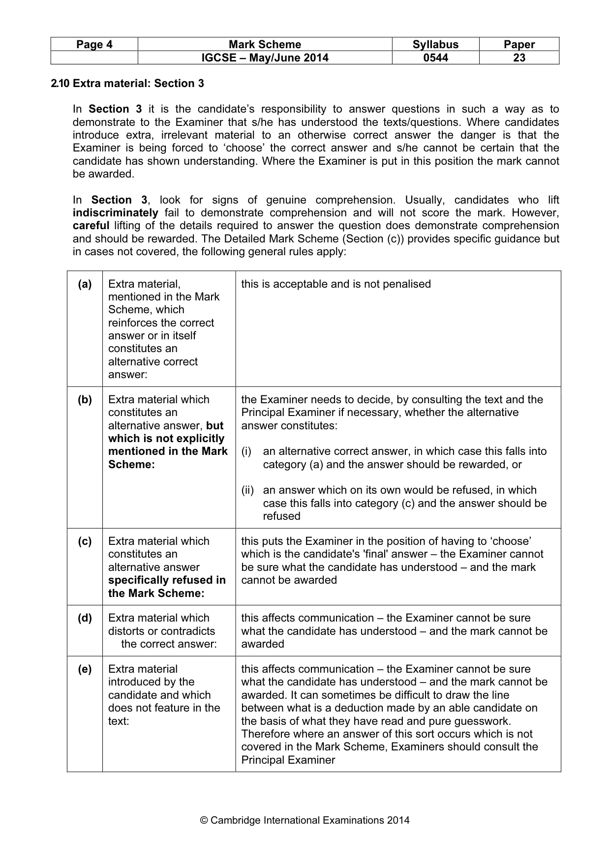 Mark scheme, page 4 of 10
