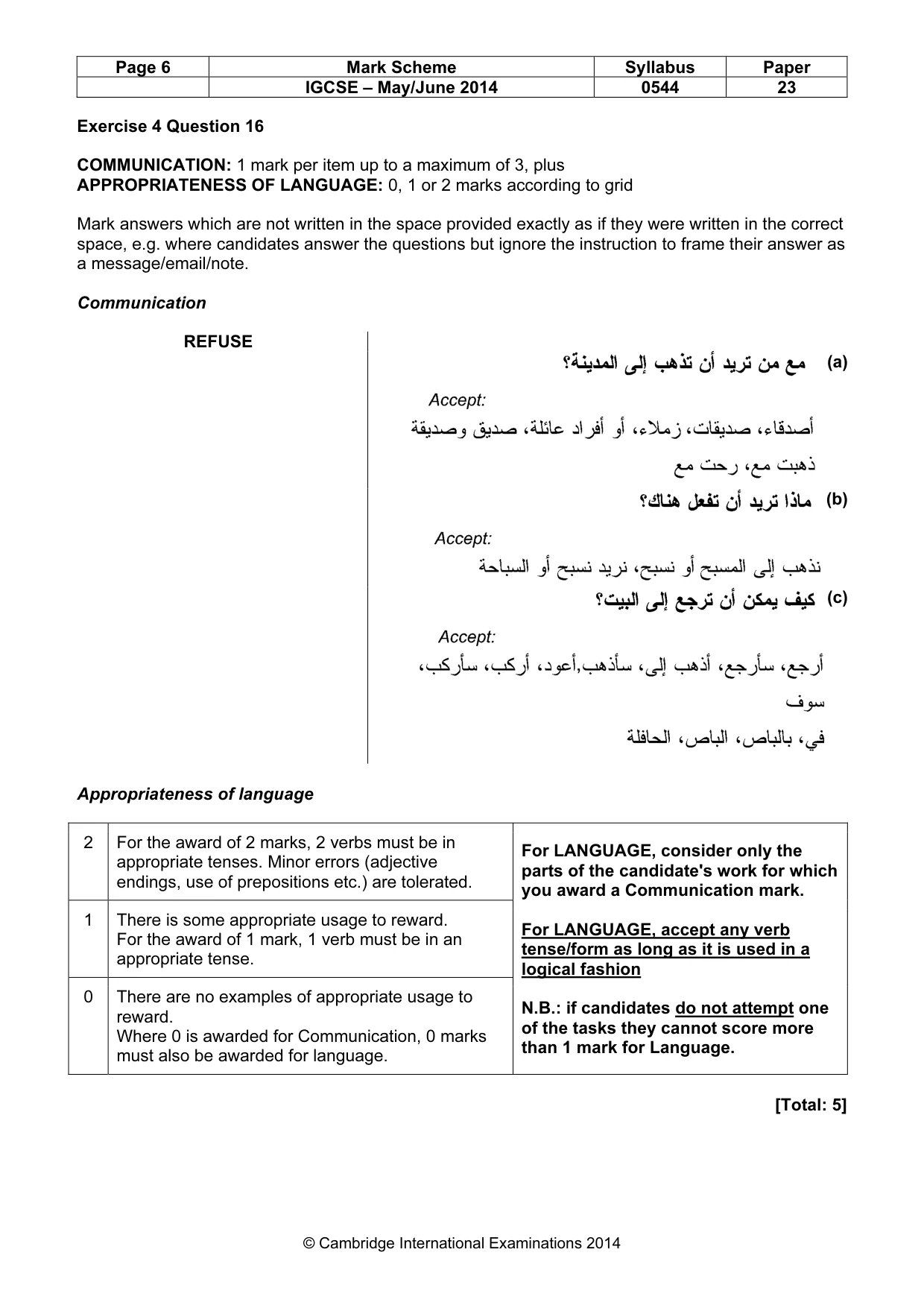 Mark scheme, page 6 of 10