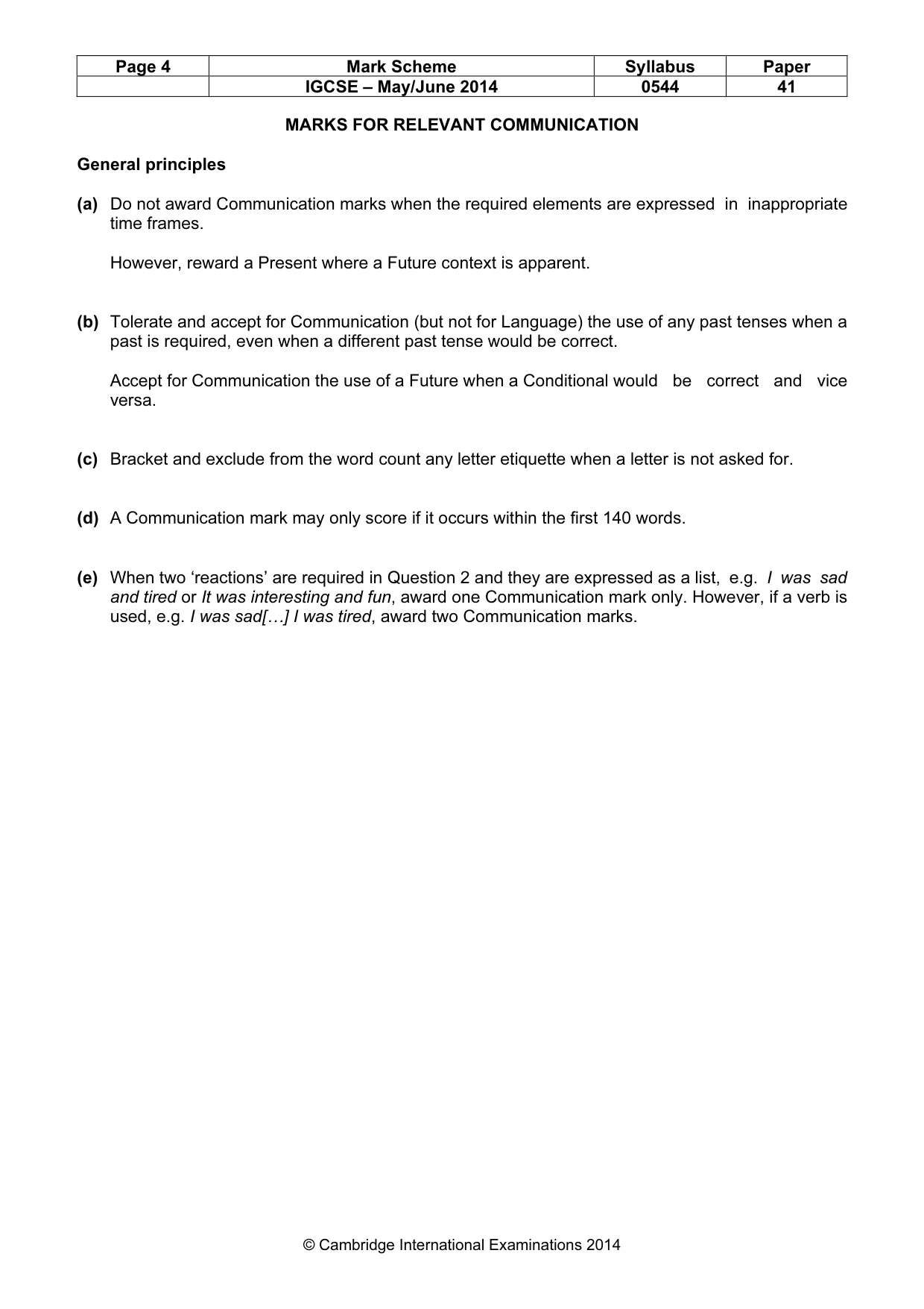 Mark scheme, page 4 of 9