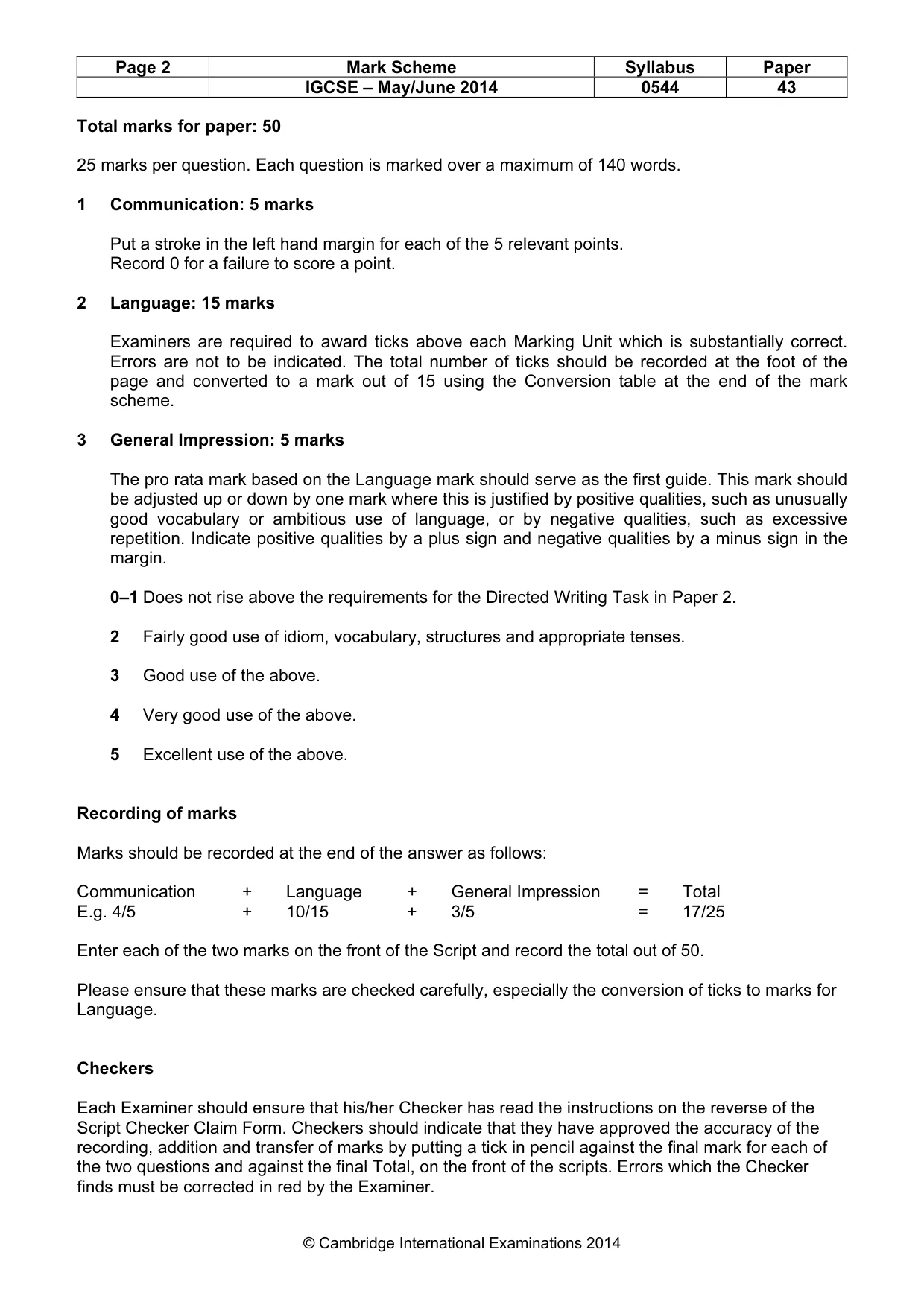 Mark scheme, page 2 of 11