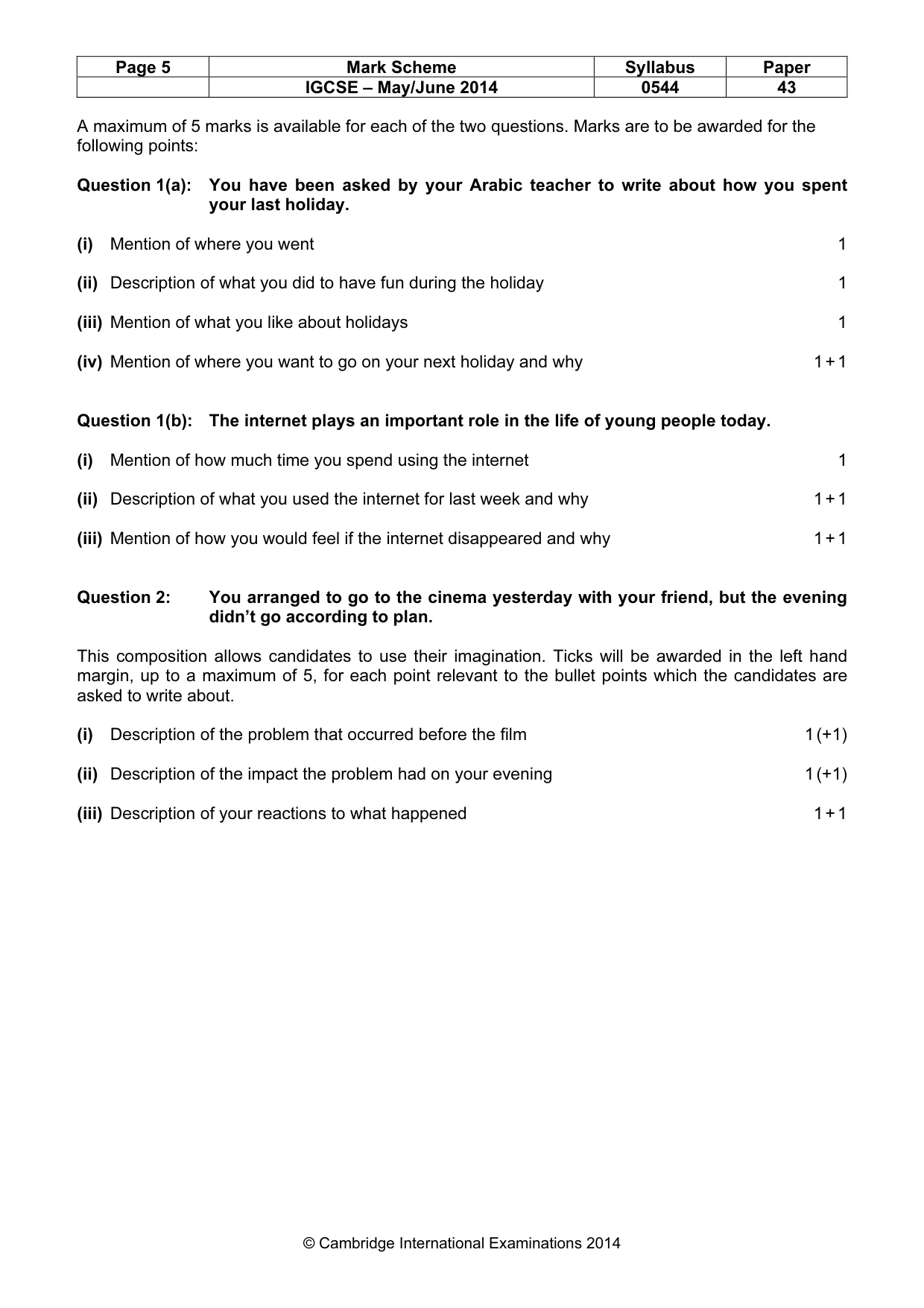 Mark scheme, page 5 of 11