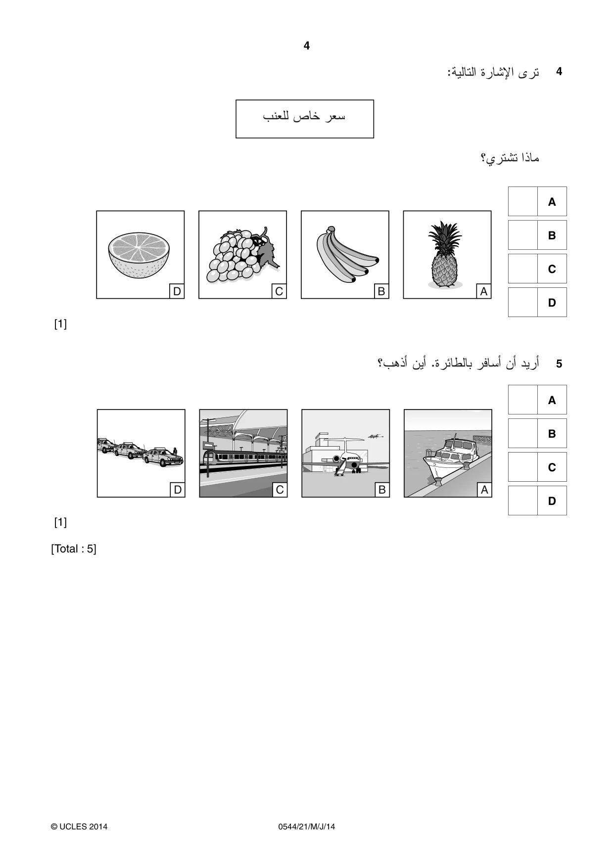 Cambridge IGCSE Arabic - Foreign Language 0544 2014 May/June Paper 2 · Variant 1 question paper, page 4 of 20