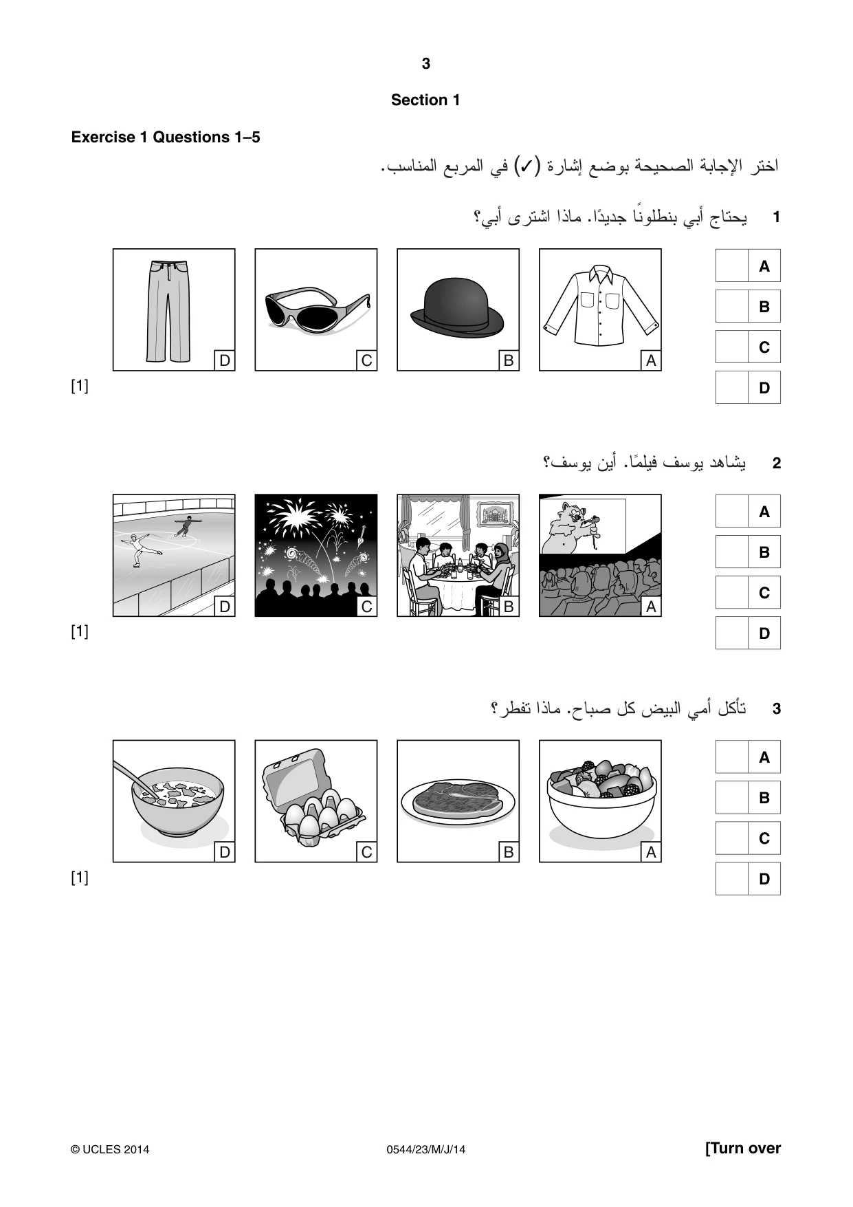 Cambridge IGCSE Arabic - Foreign Language 0544 2014 May/June Paper 2 · Variant 3 question paper, page 3 of 20