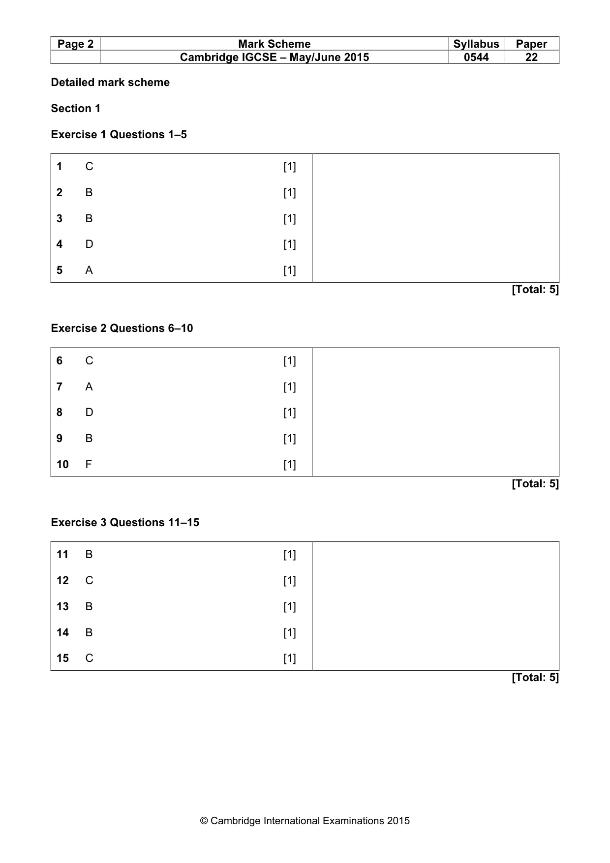 Mark scheme, page 2 of 5