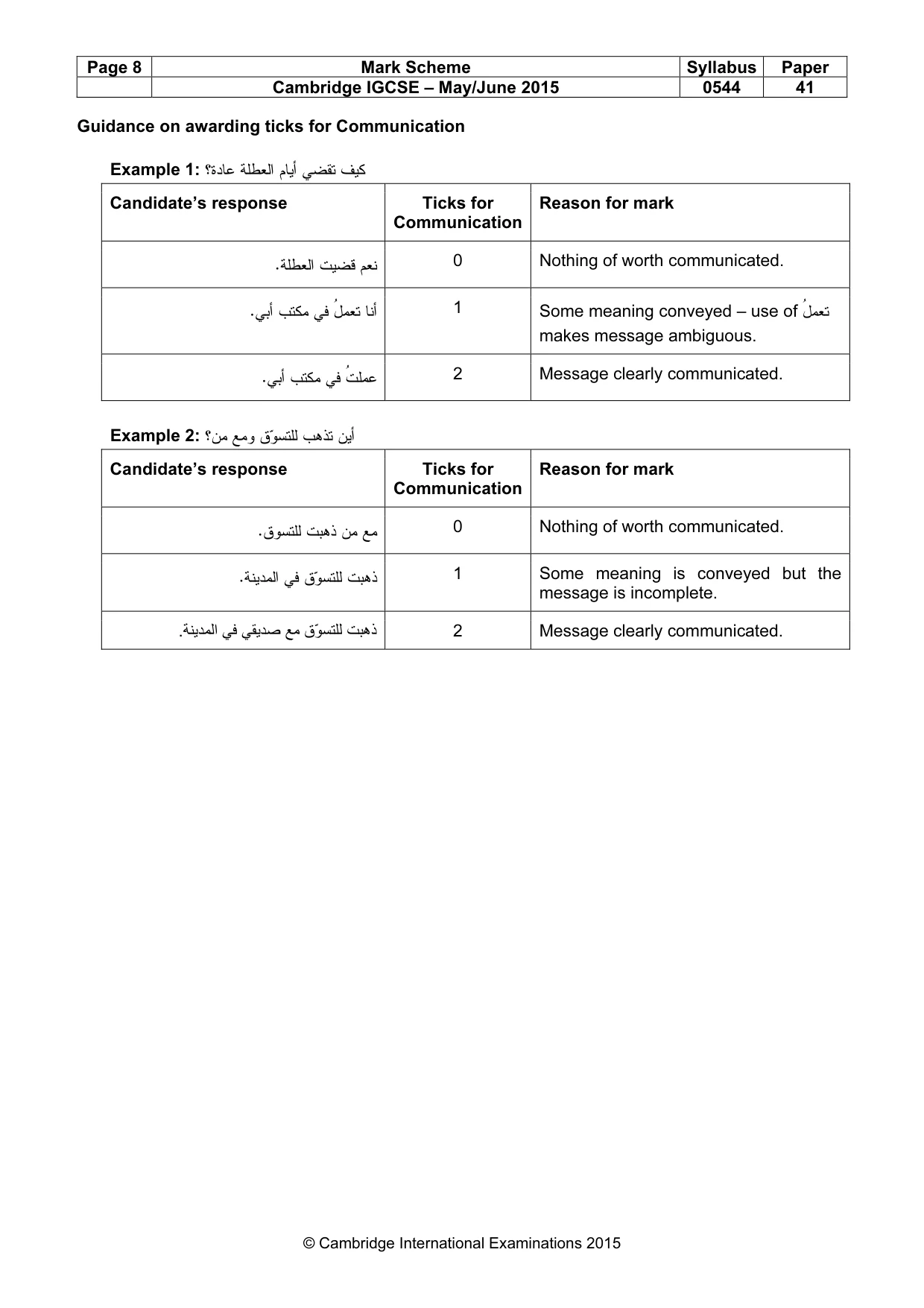 Mark scheme, page 8 of 17