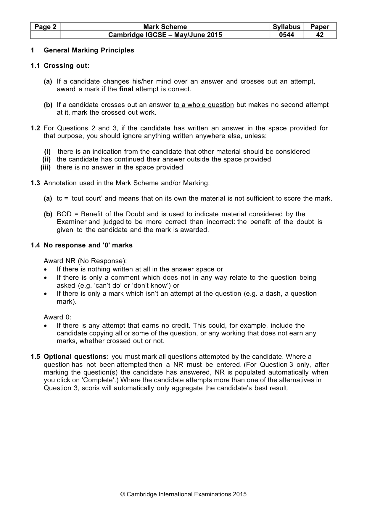 Mark scheme, page 2 of 15