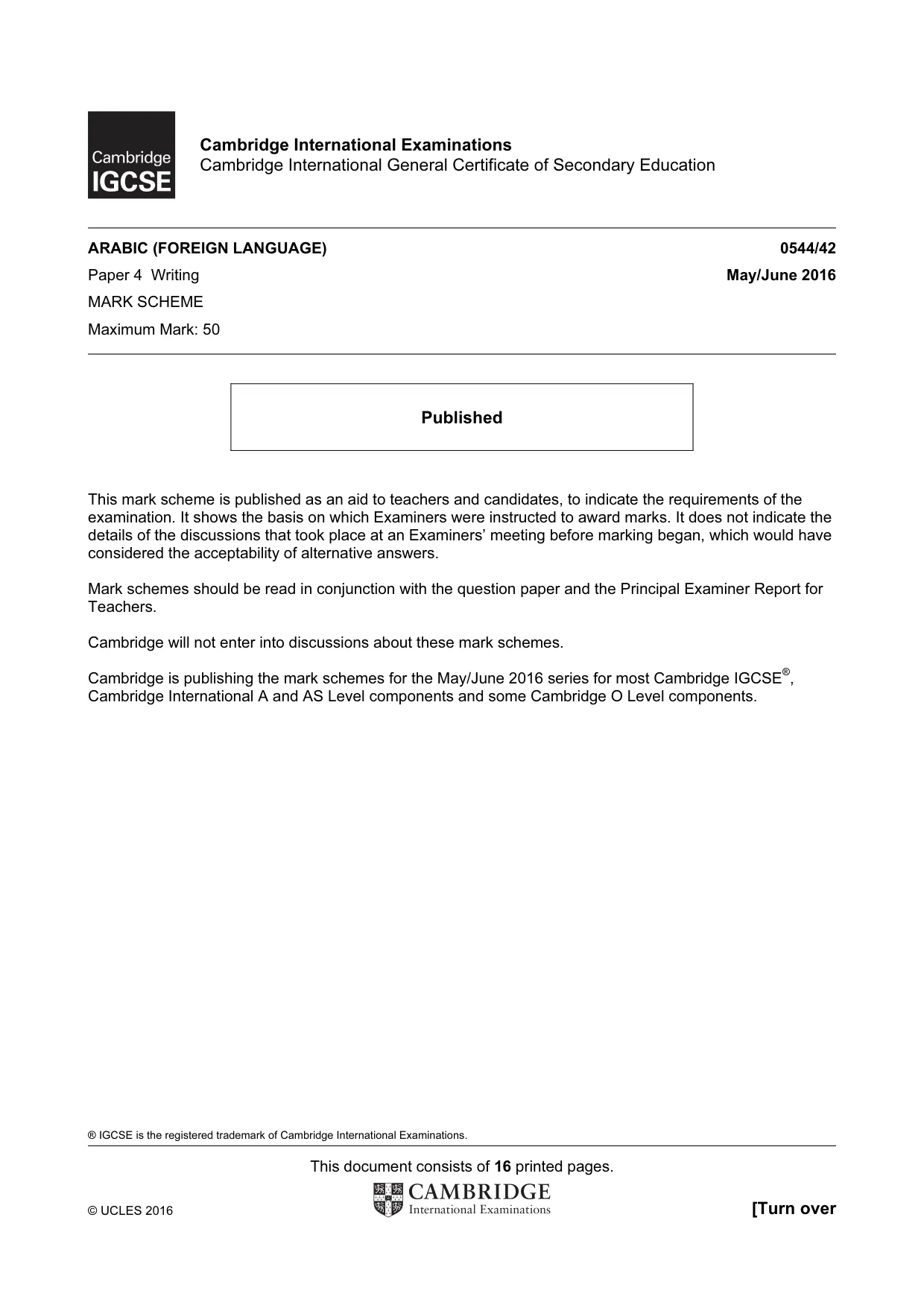 Mark scheme, page 1 of 16
