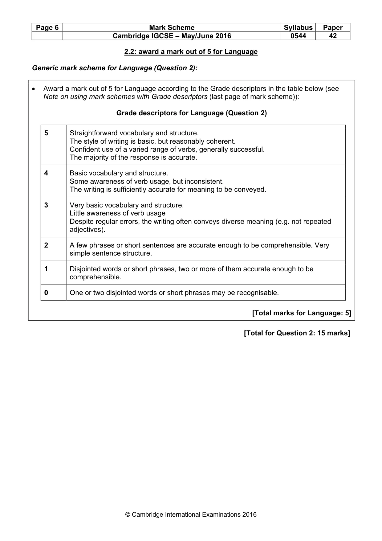 Mark scheme, page 6 of 16