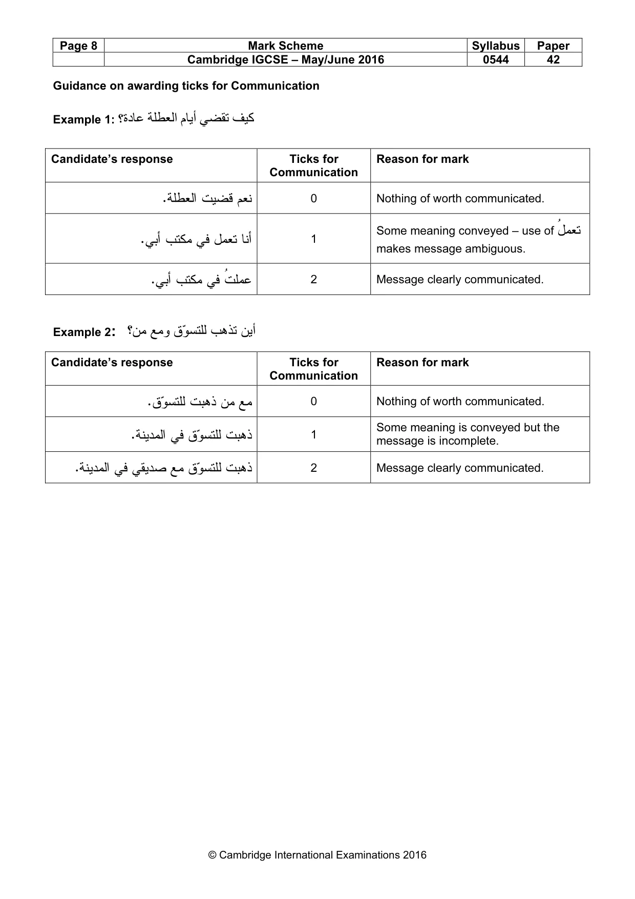 Mark scheme, page 8 of 16