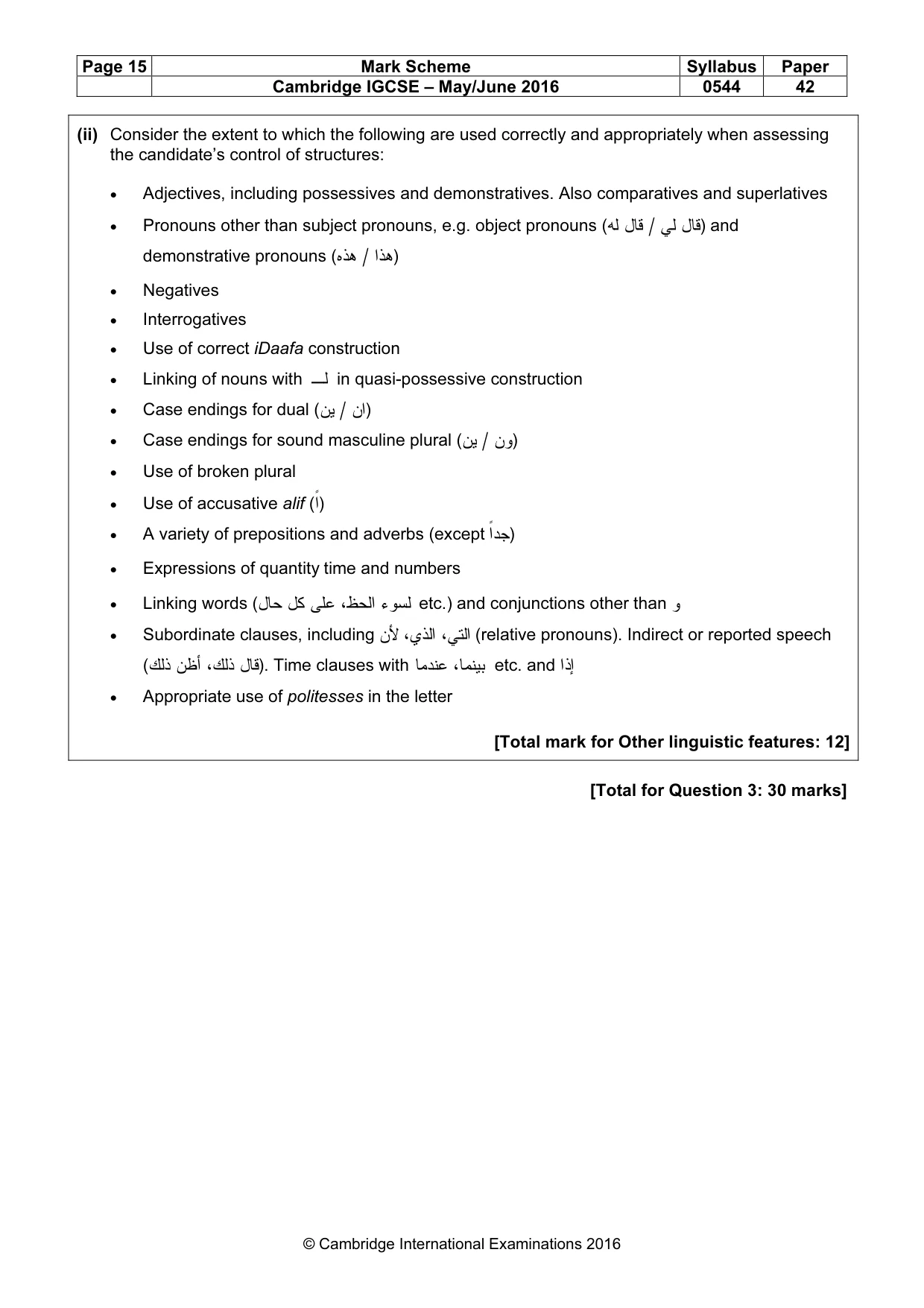 Mark scheme, page 15 of 16