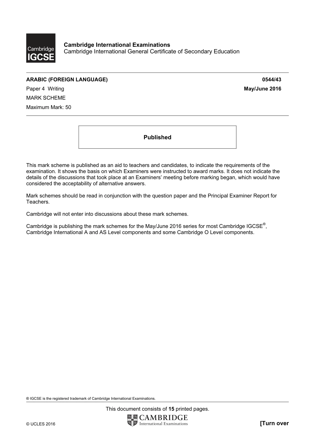 Mark scheme, page 1 of 15