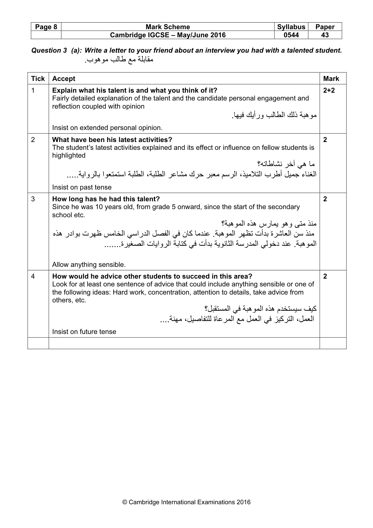 Mark scheme, page 8 of 15