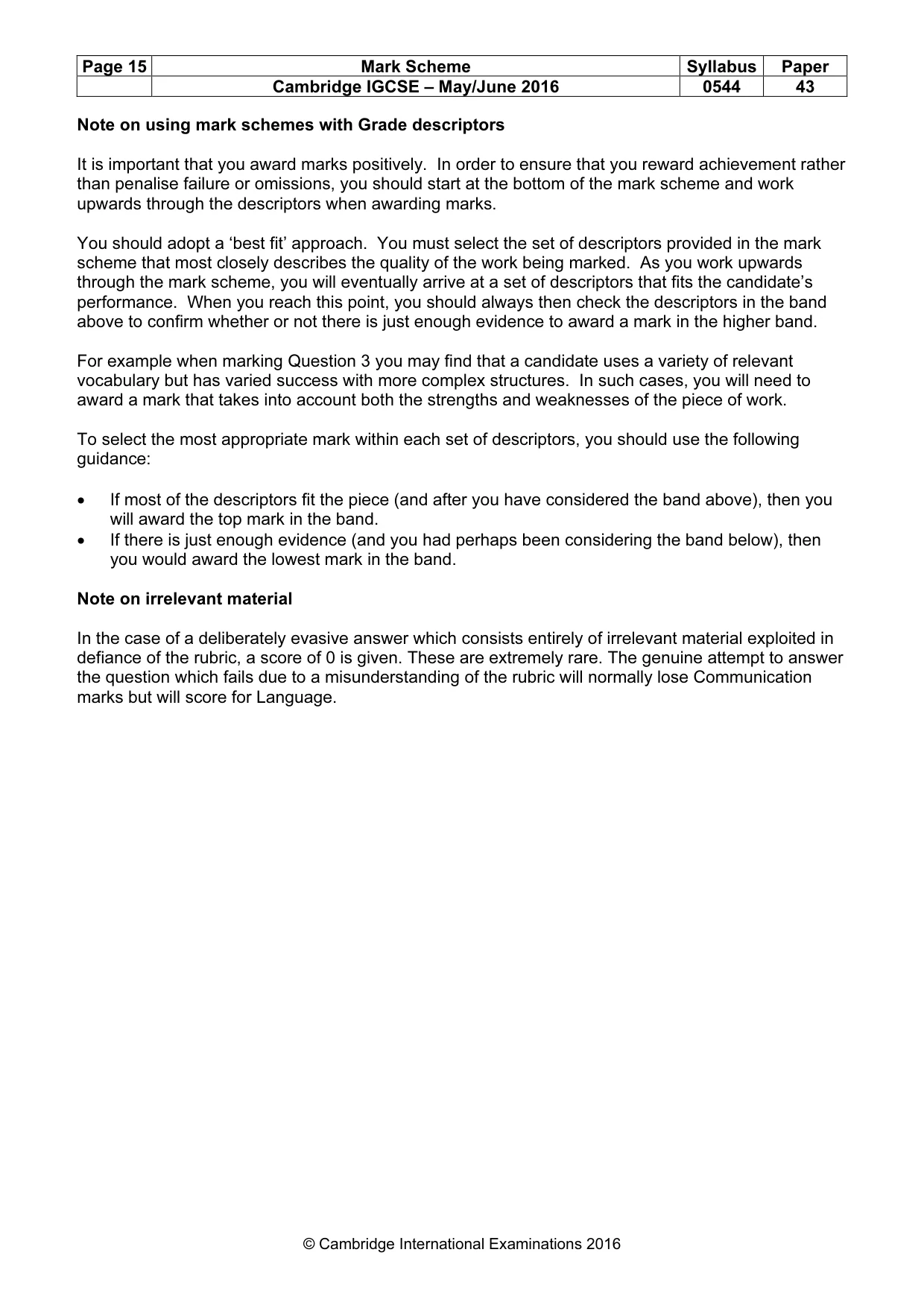 Mark scheme, page 15 of 15