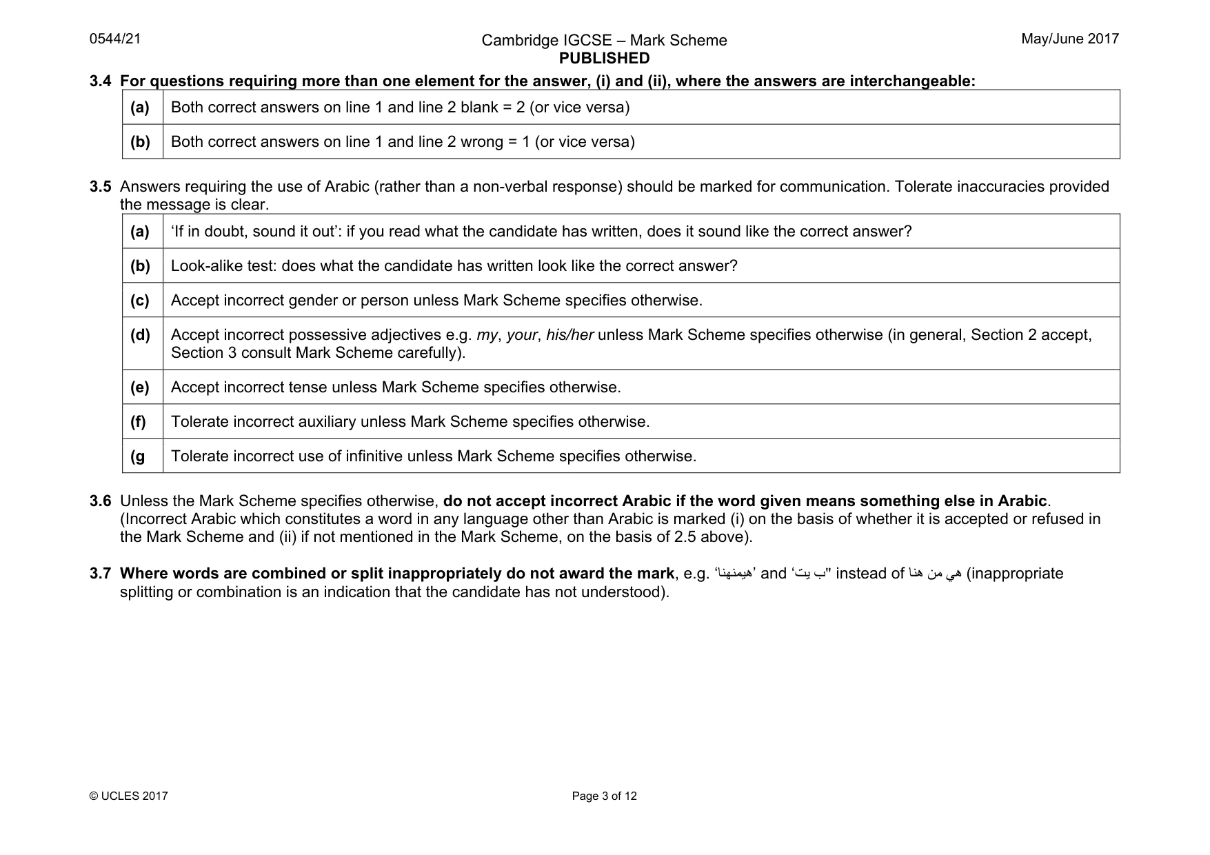 Mark scheme, page 3 of 12