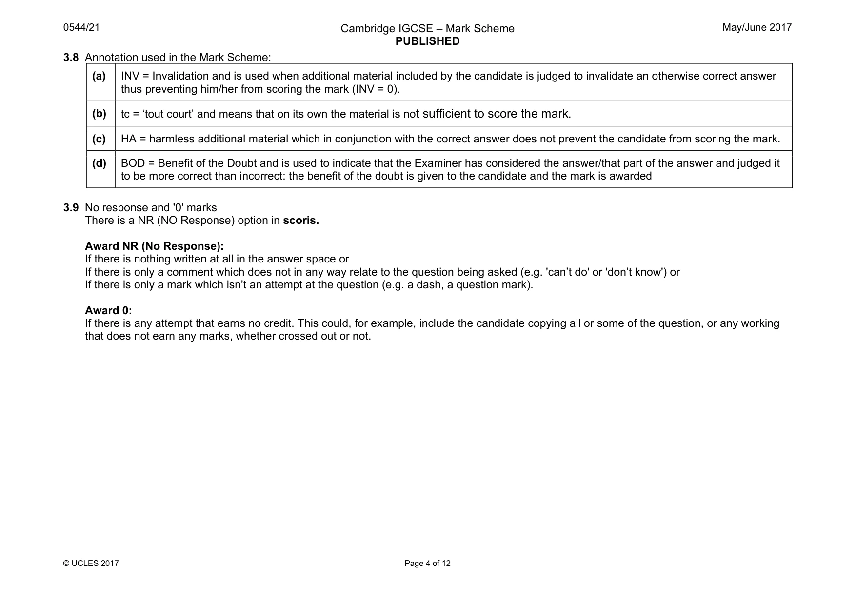 Mark scheme, page 4 of 12
