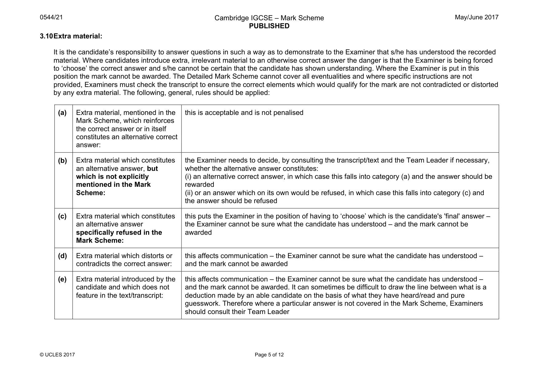 Mark scheme, page 5 of 12