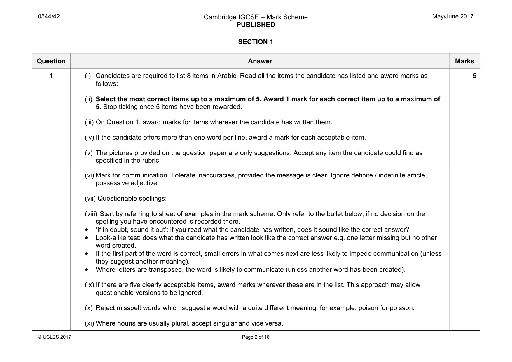 Mark scheme, page 2 of 18