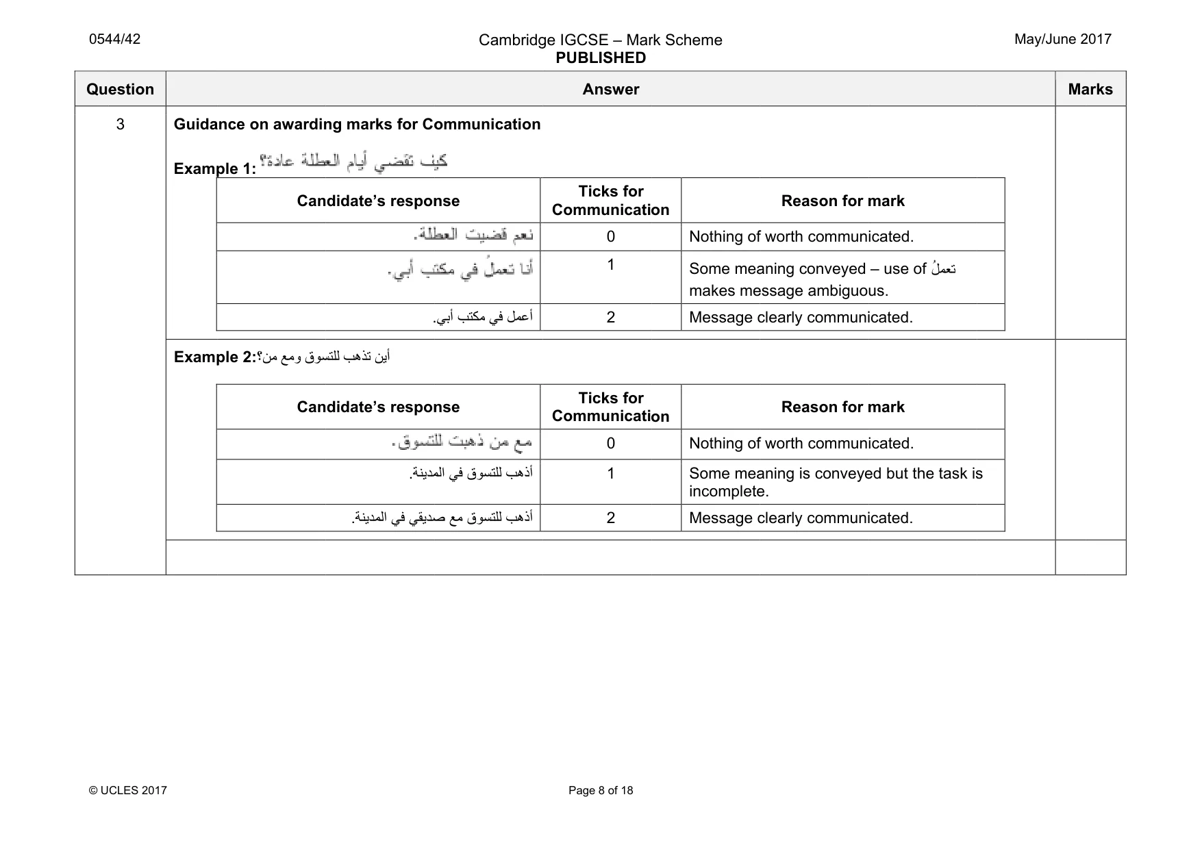 Mark scheme, page 8 of 18
