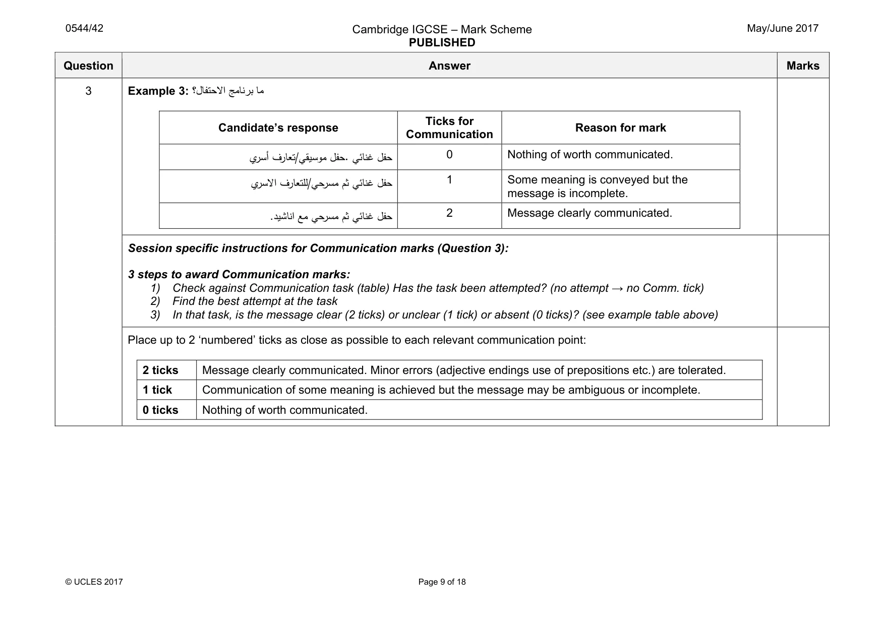 Mark scheme, page 9 of 18