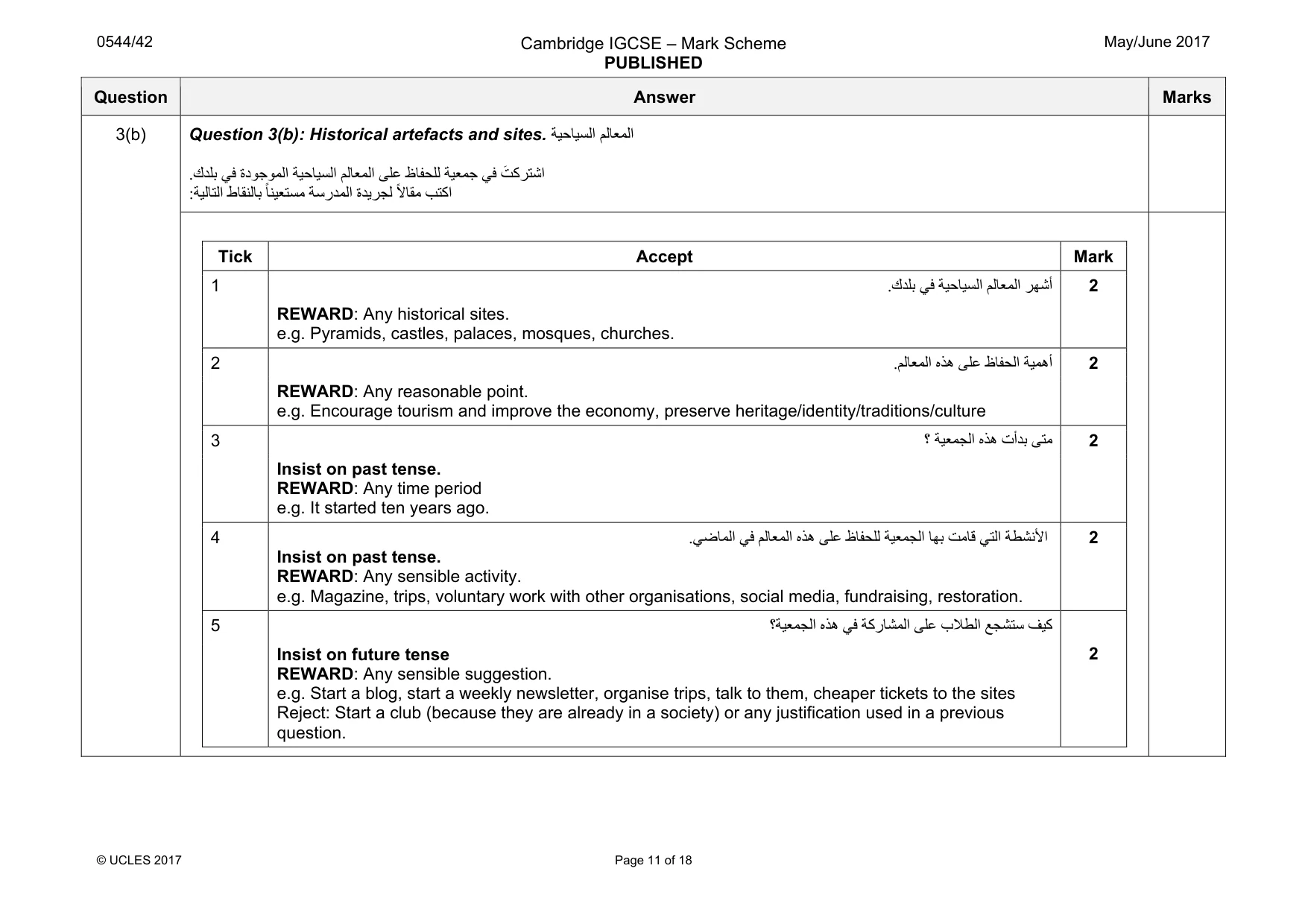 Mark scheme, page 11 of 18