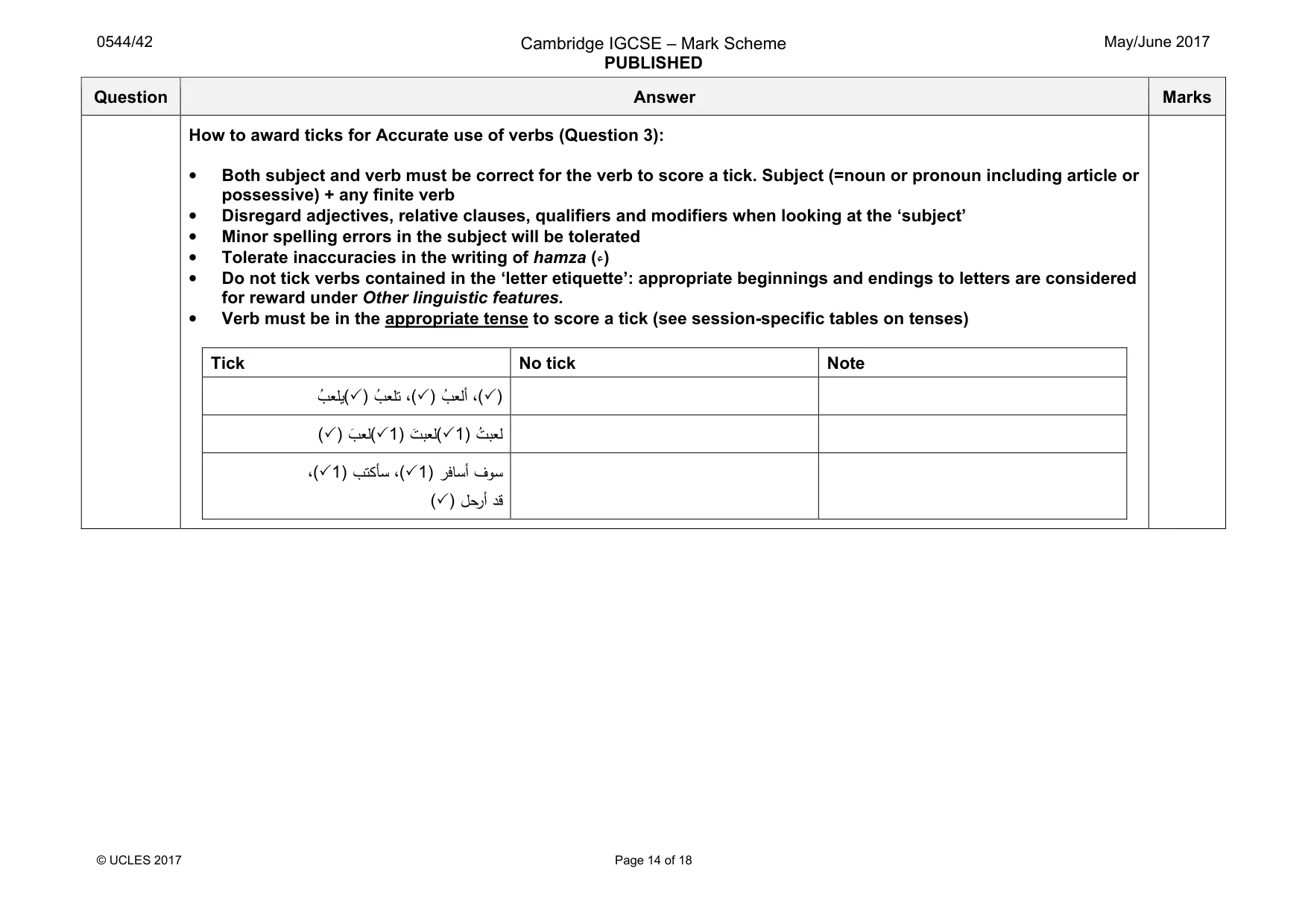 Mark scheme, page 14 of 18