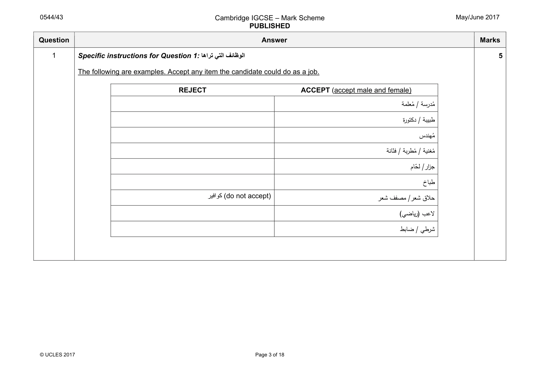 Mark scheme, page 3 of 18