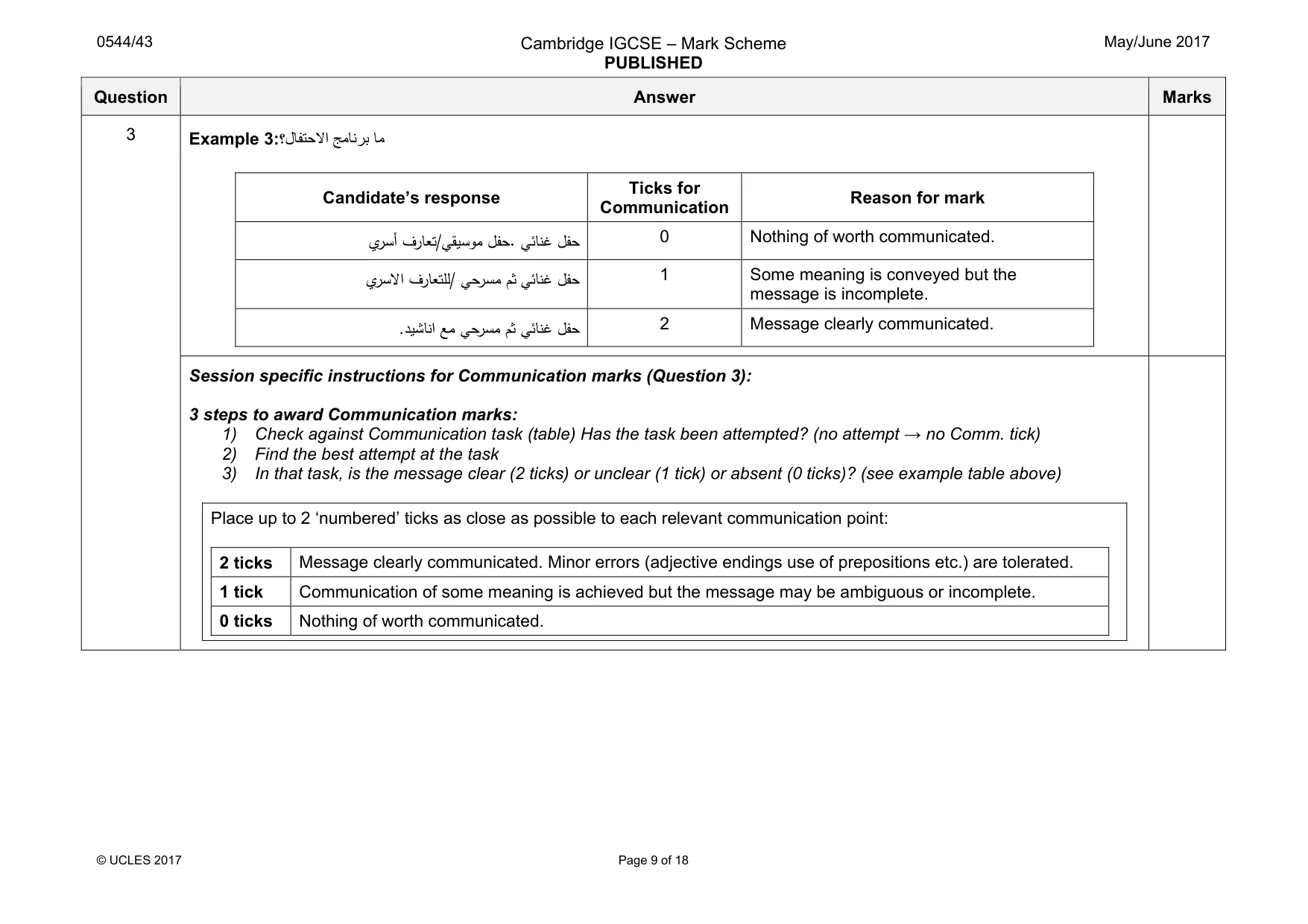 Mark scheme, page 9 of 18
