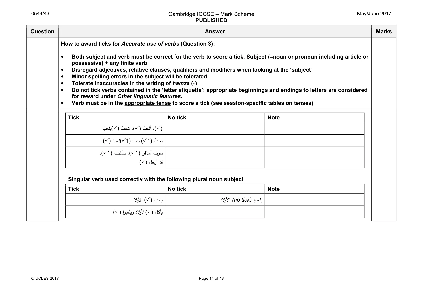 Mark scheme, page 14 of 18