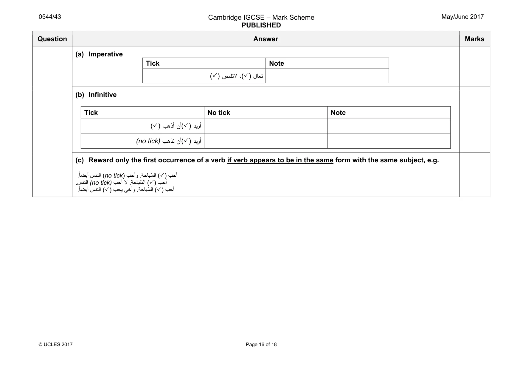 Mark scheme, page 16 of 18