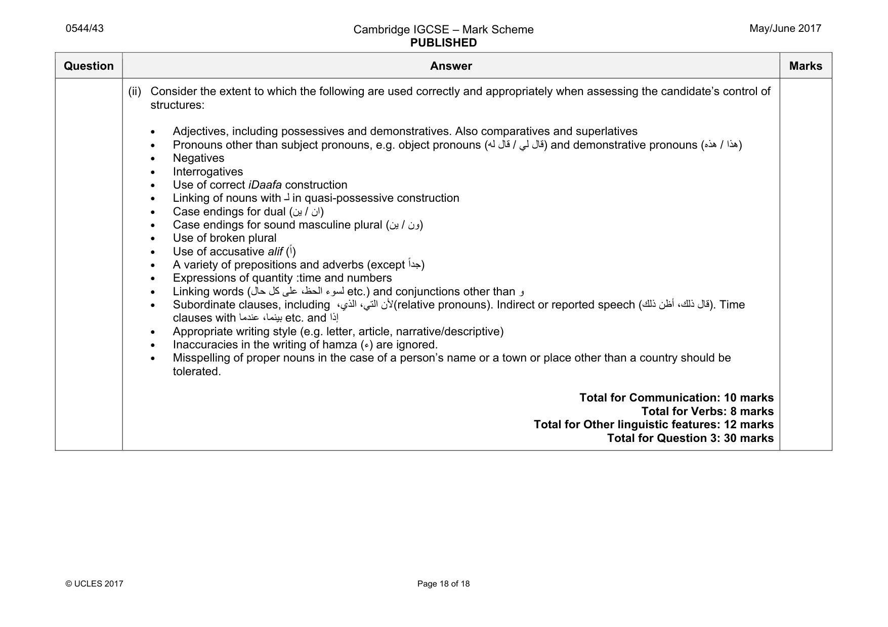 Mark scheme, page 18 of 18