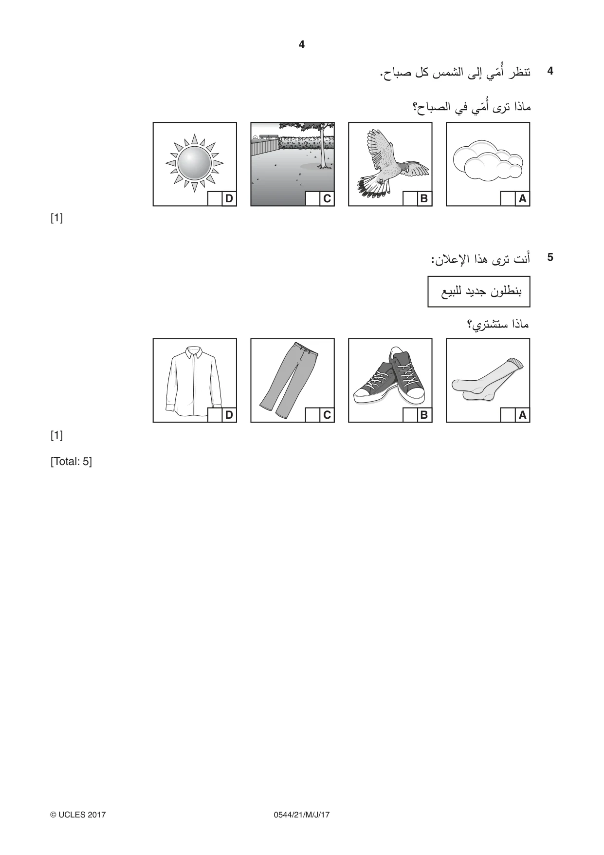 Cambridge IGCSE Arabic - Foreign Language 0544 2017 May/June Paper 2 · Variant 1 question paper, page 4 of 16