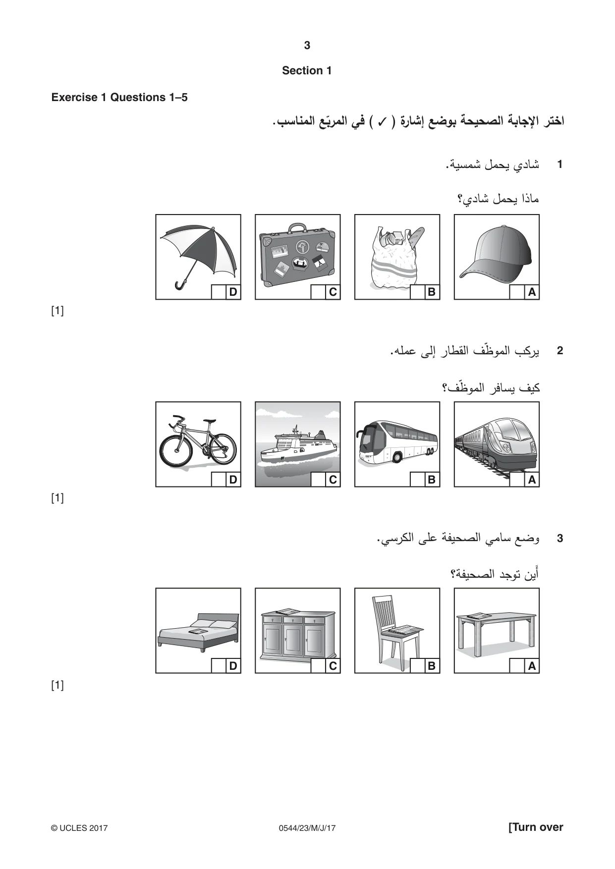 Cambridge IGCSE Arabic - Foreign Language 0544 2017 May/June Paper 2 · Variant 3 question paper, page 3 of 16