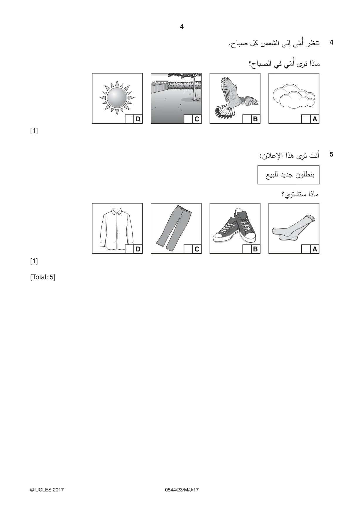 Cambridge IGCSE Arabic - Foreign Language 0544 2017 May/June Paper 2 · Variant 3 question paper, page 4 of 16