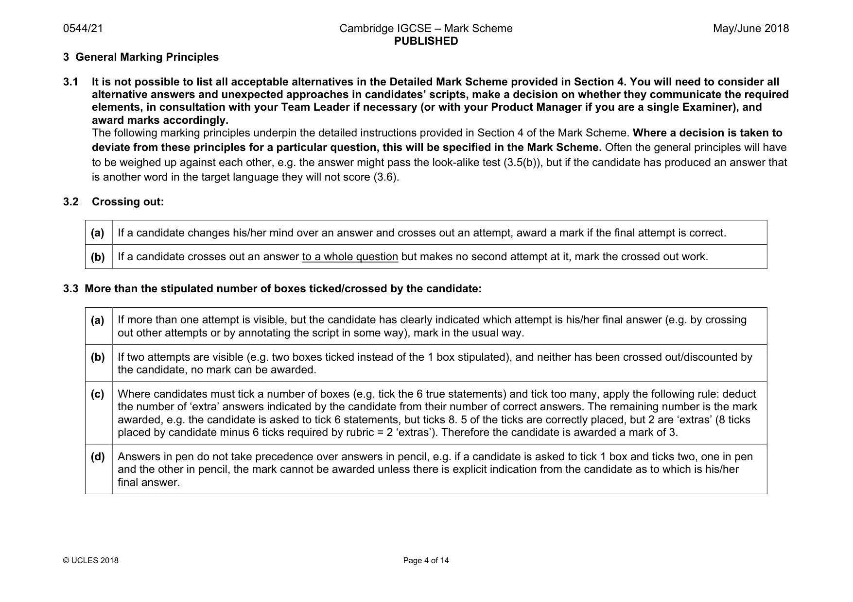 Mark scheme, page 4 of 14