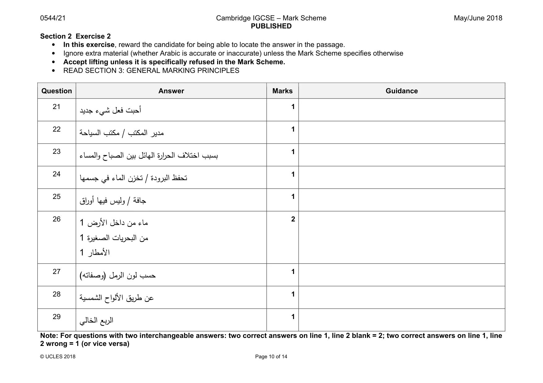 Mark scheme, page 10 of 14