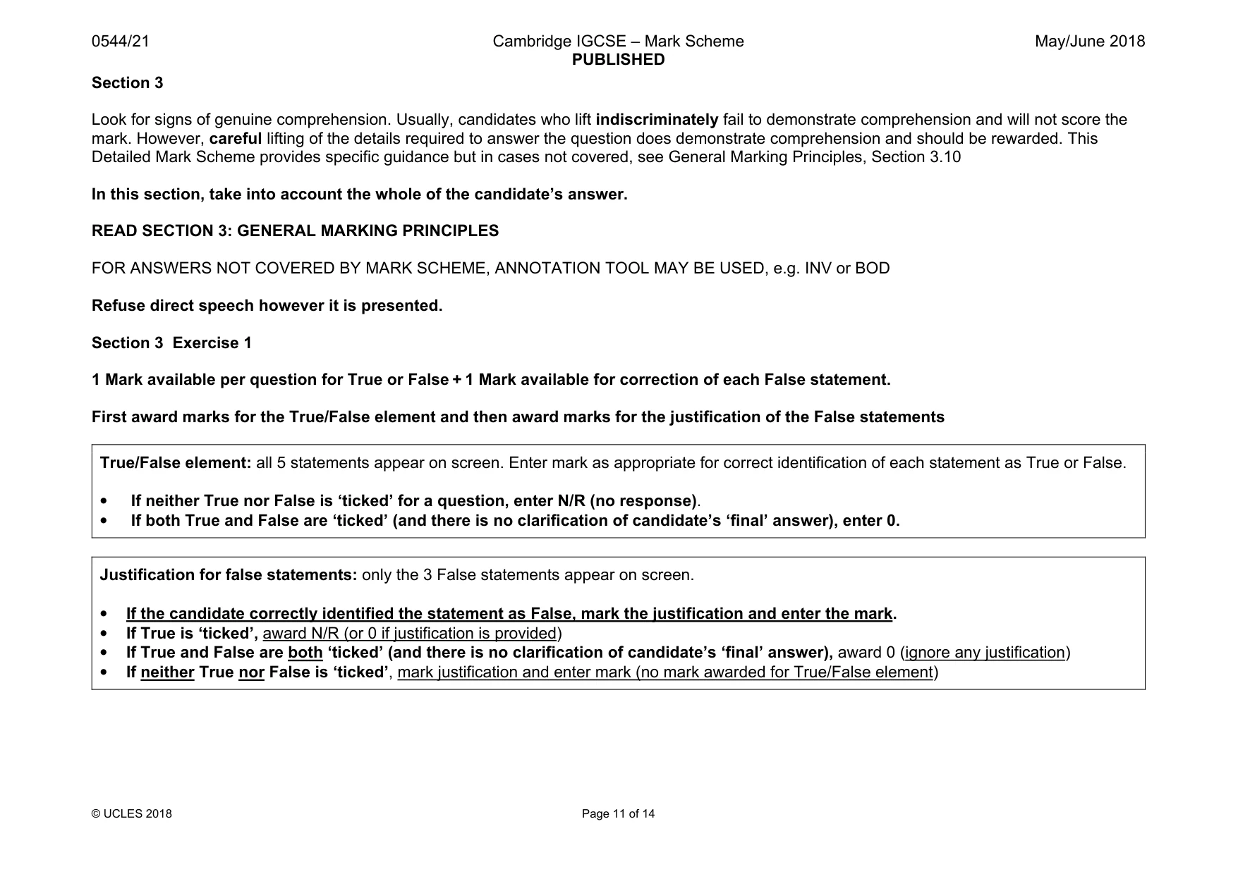 Mark scheme, page 11 of 14