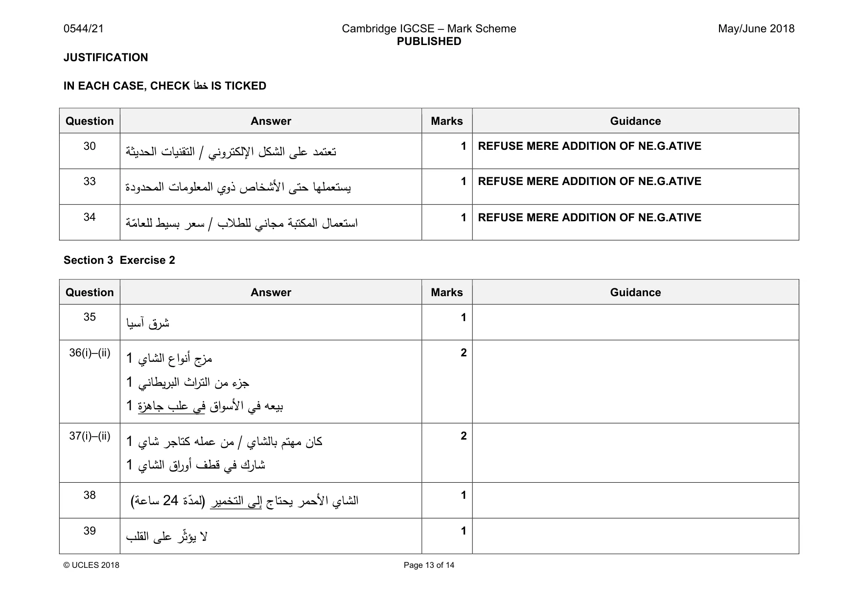 Mark scheme, page 13 of 14