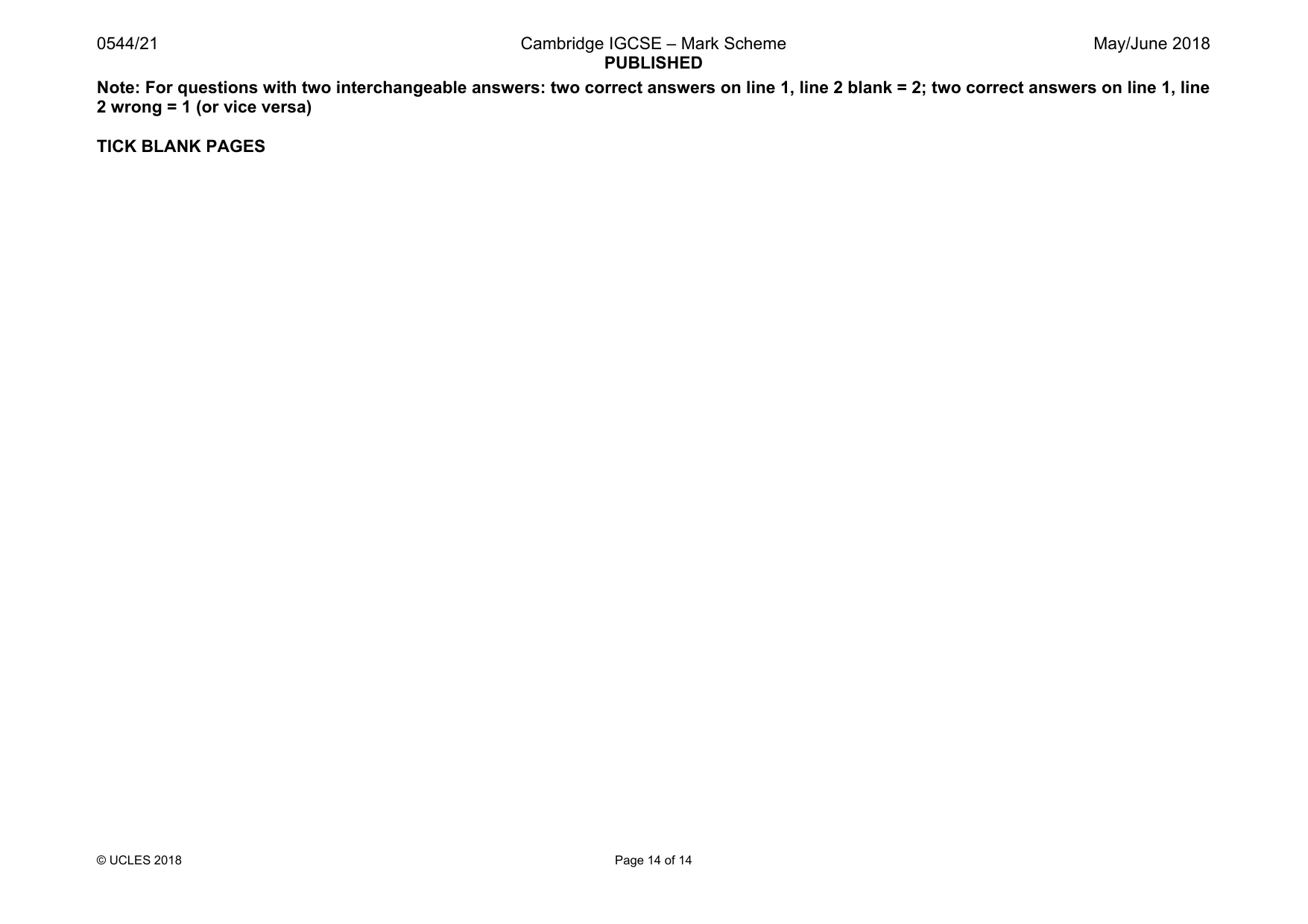 Mark scheme, page 14 of 14