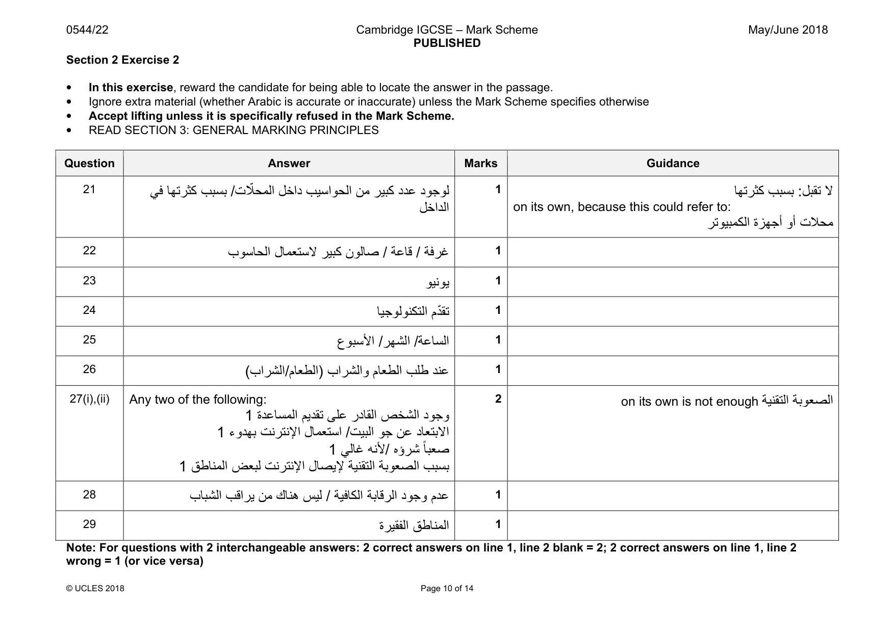 Mark scheme, page 10 of 14