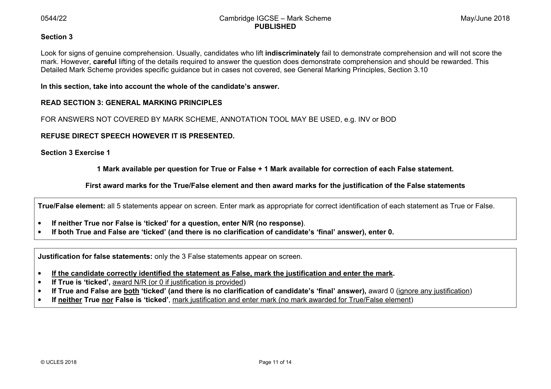 Mark scheme, page 11 of 14